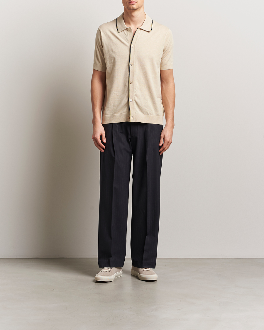Uomini | Camicie | NN07 | Nolan Paspoal Knitted Short Sleeve Shirt Ecru