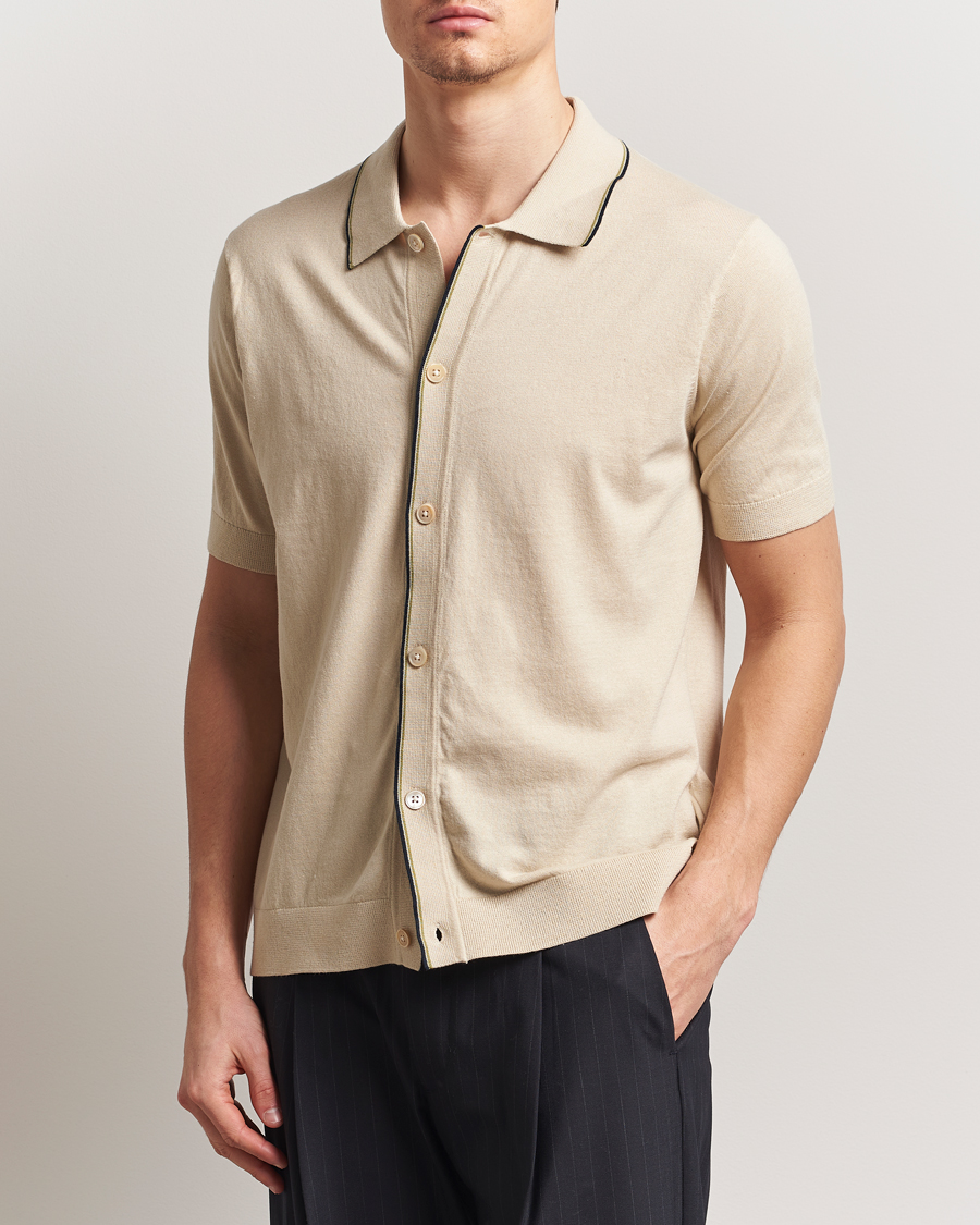 Uomini | Camicie | NN07 | Nolan Paspoal Knitted Short Sleeve Shirt Ecru