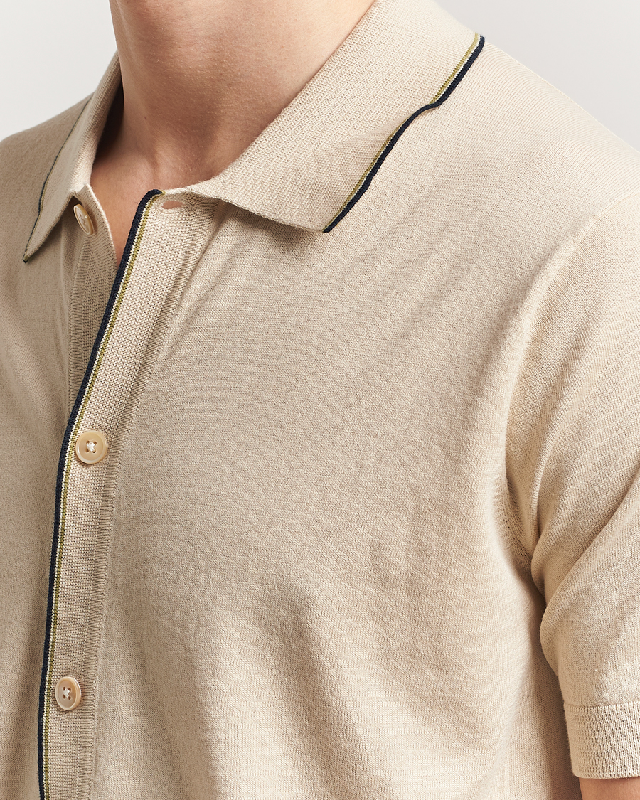 Uomini | Camicie | NN07 | Nolan Paspoal Knitted Short Sleeve Shirt Ecru