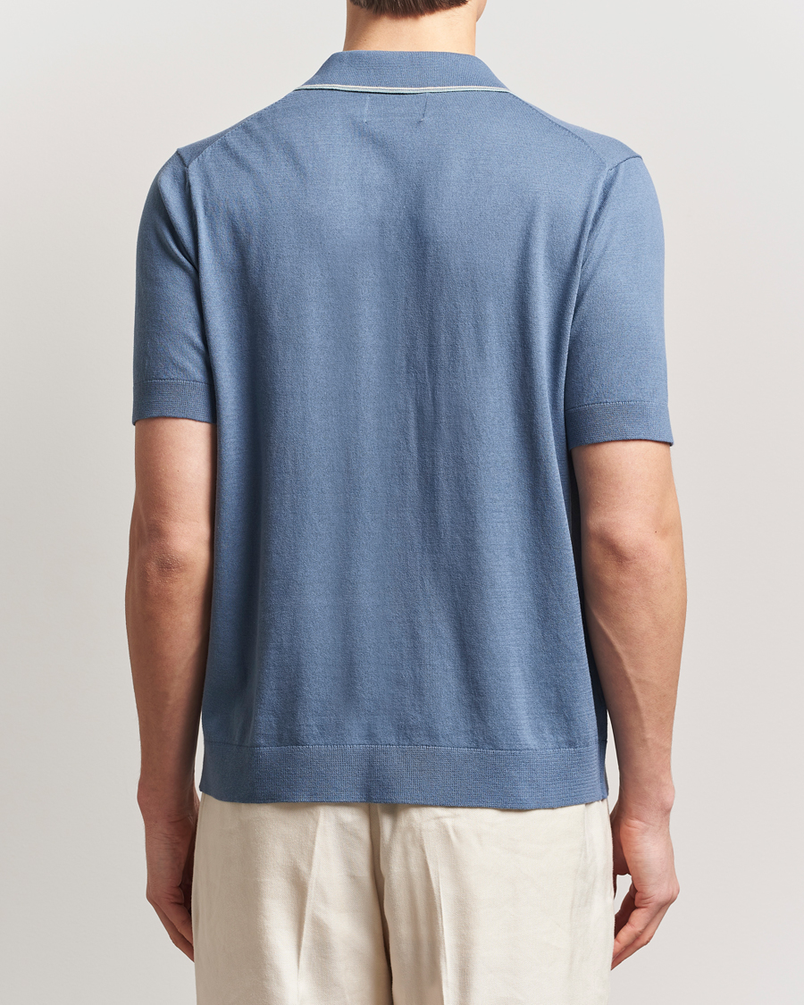 Uomini | Camicie | NN07 | Nolan Paspoal Knitted Short Sleeve Shirt Bering Blue