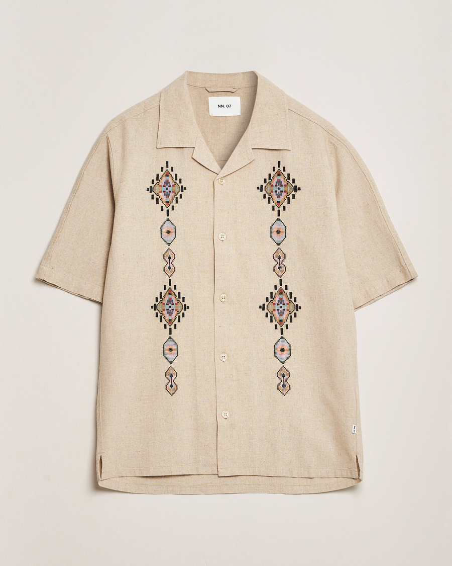 Uomini | Camicie | NN07 | Ole Printed Short Sleeve Shirt Oat