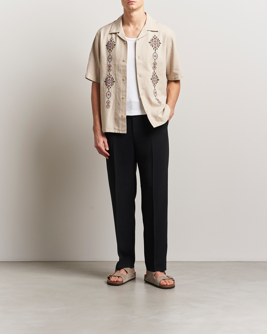 Uomini | Camicie | NN07 | Ole Printed Short Sleeve Shirt Oat