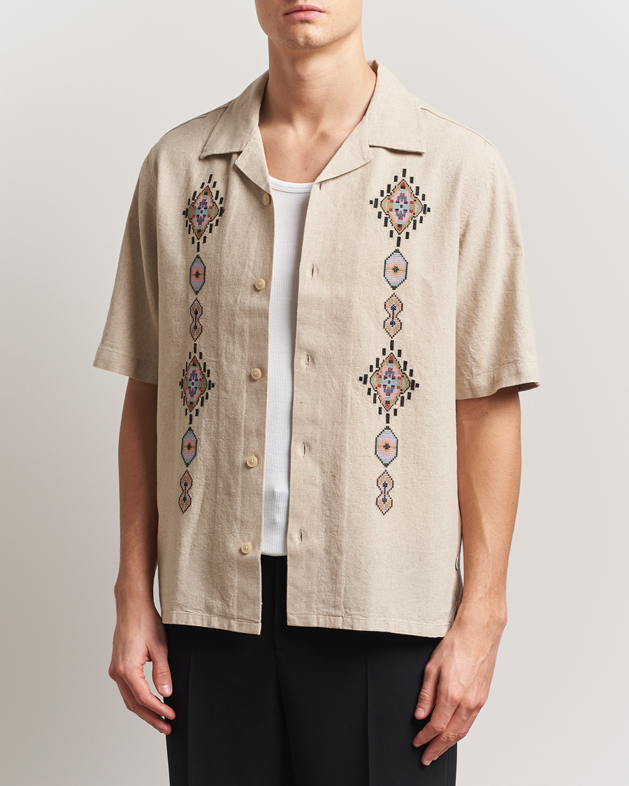 Uomini | Camicie | NN07 | Ole Printed Short Sleeve Shirt Oat