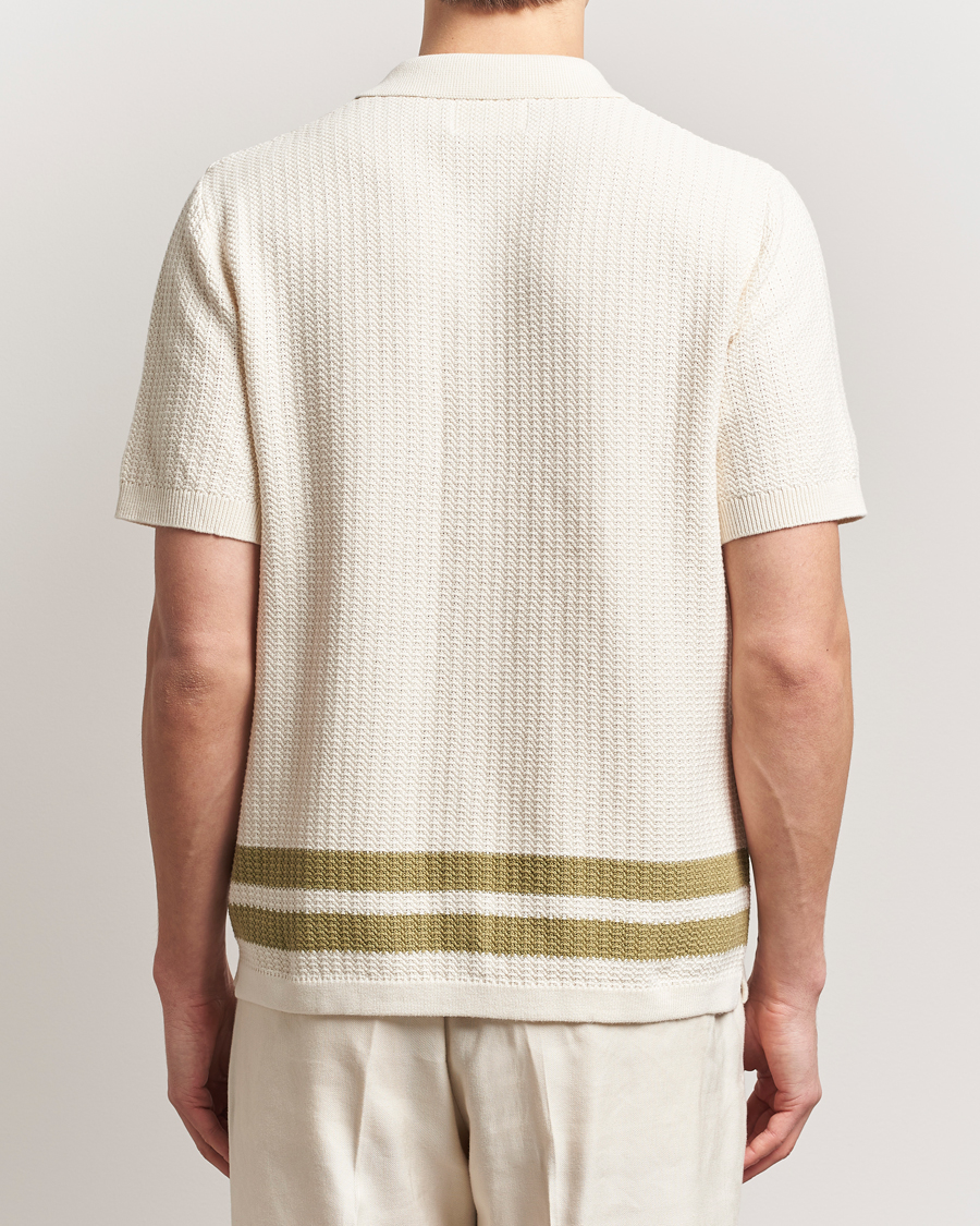 Uomini | Camicie | NN07 | Ares Knitted Short Sleeve Shirt Ivory/Green