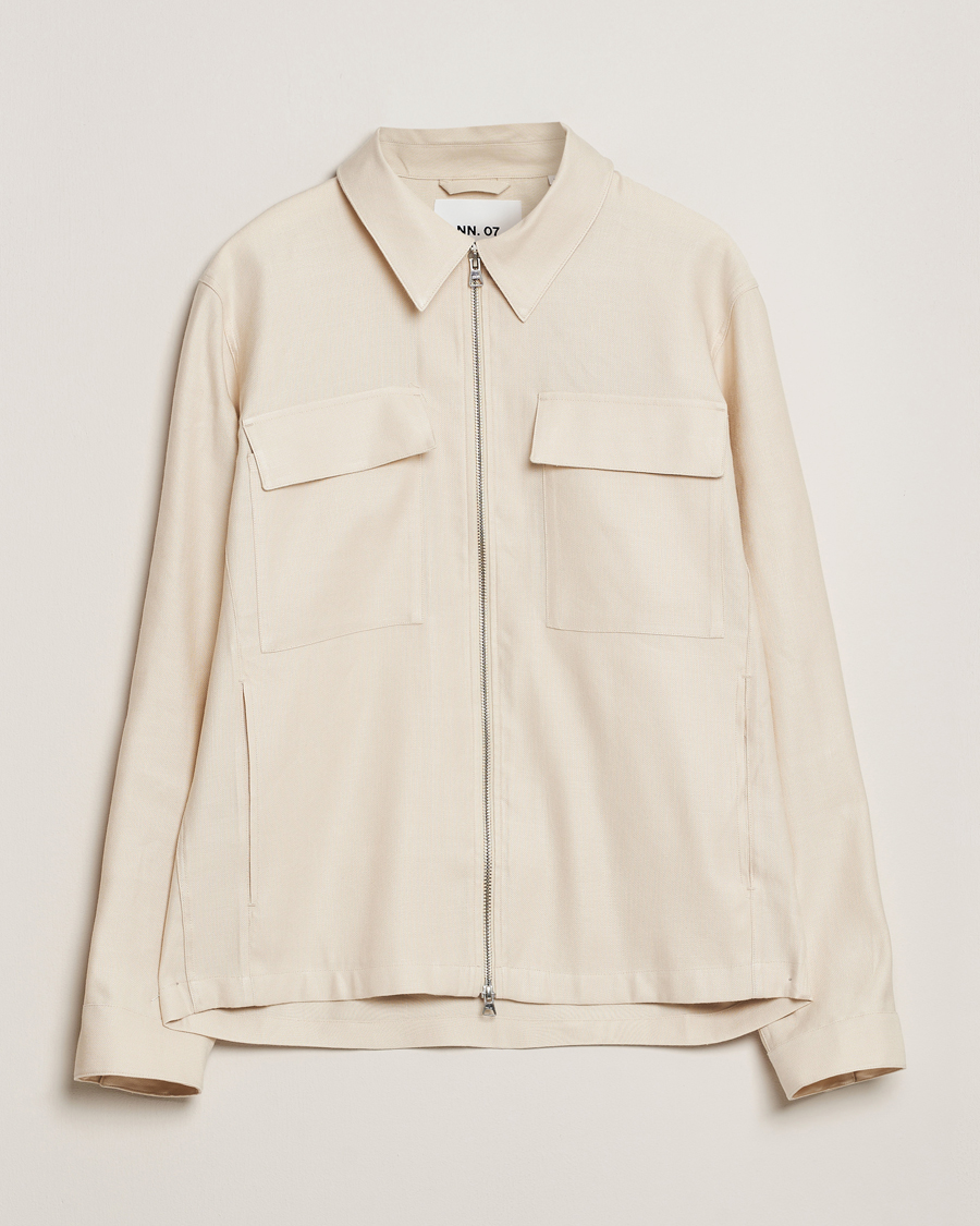 Uomini | Camicie | NN07 | Alban Cotton/Linen Overshirt Ivory