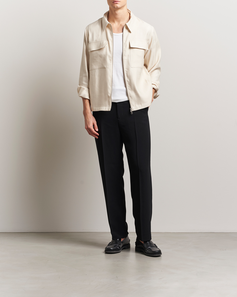 Uomini | Camicie | NN07 | Alban Cotton/Linen Overshirt Ivory