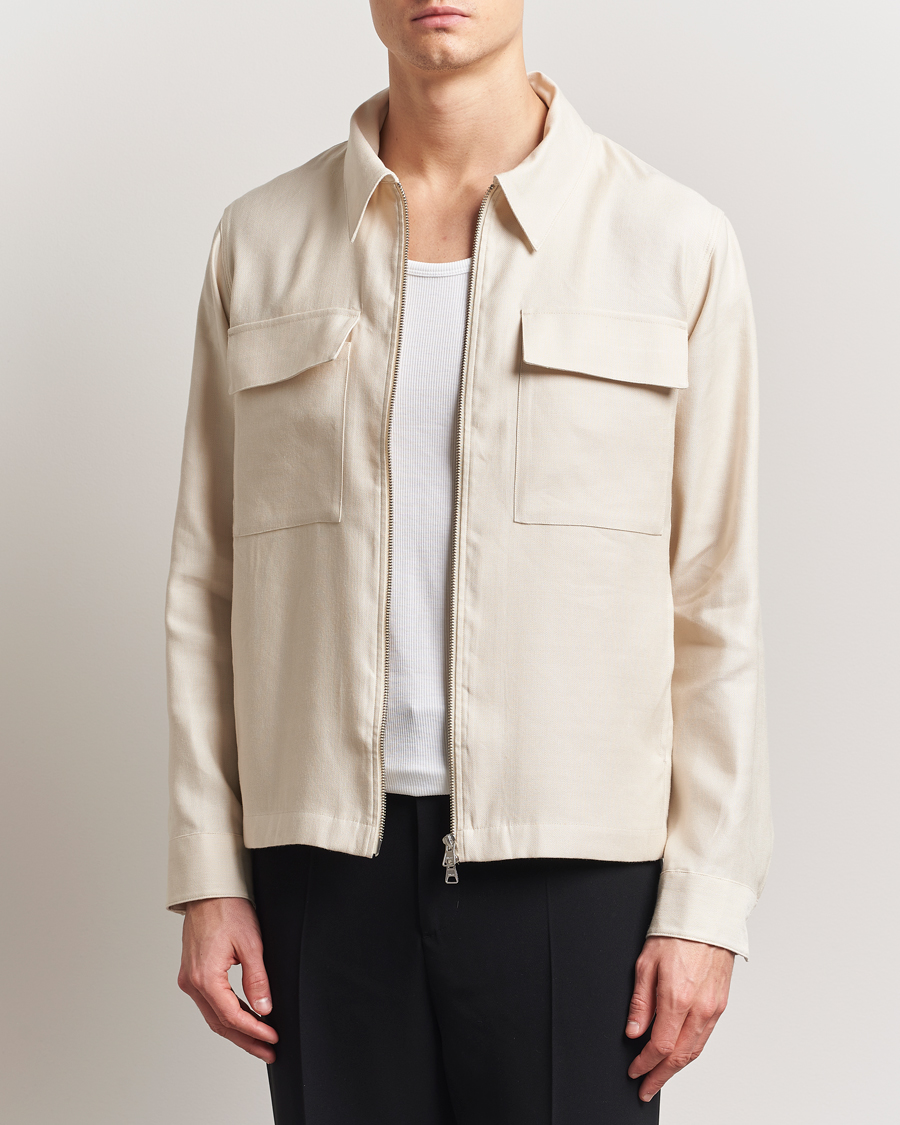 Uomini | Camicie | NN07 | Alban Cotton/Linen Overshirt Ivory