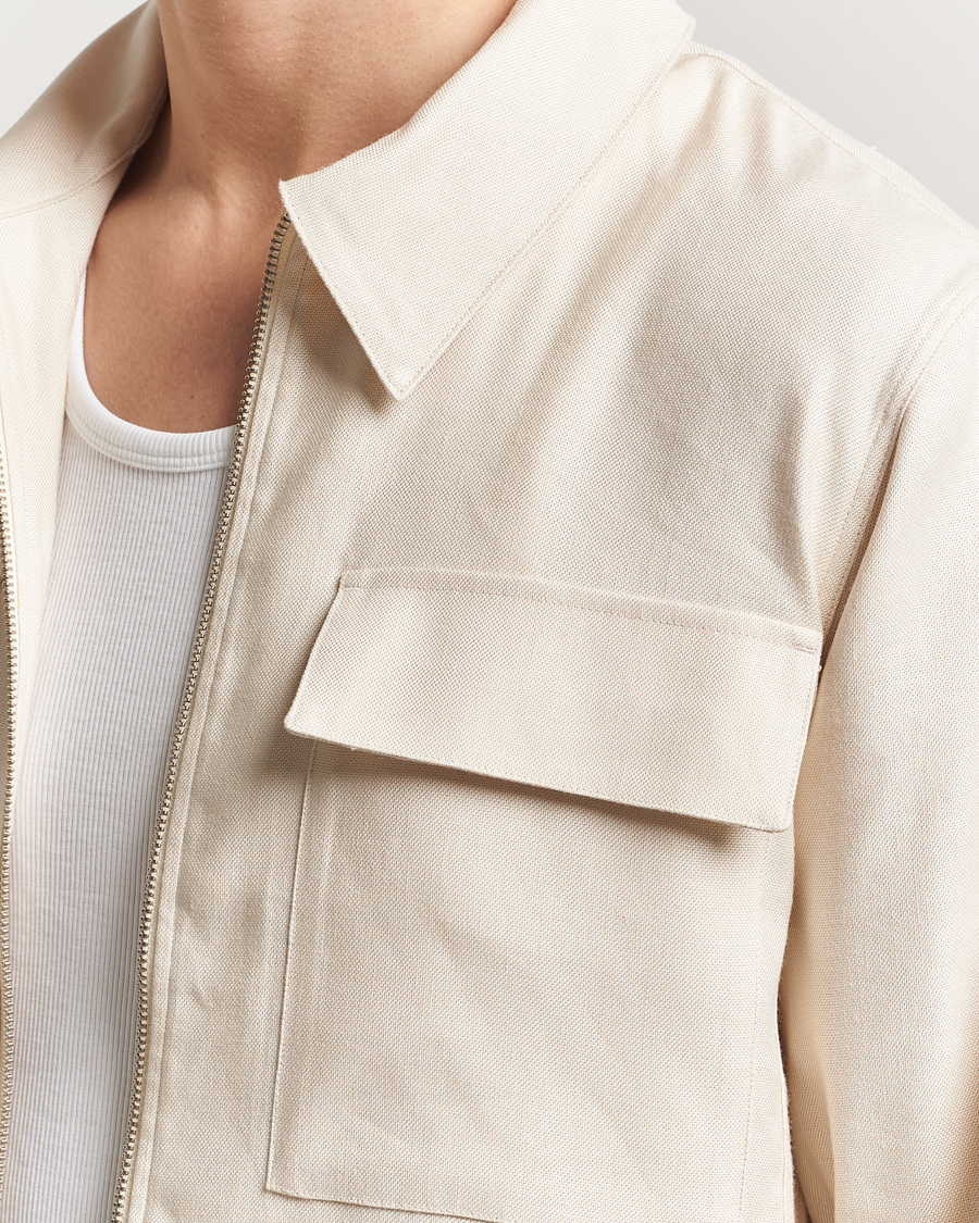 Uomini | Camicie | NN07 | Alban Cotton/Linen Overshirt Ivory