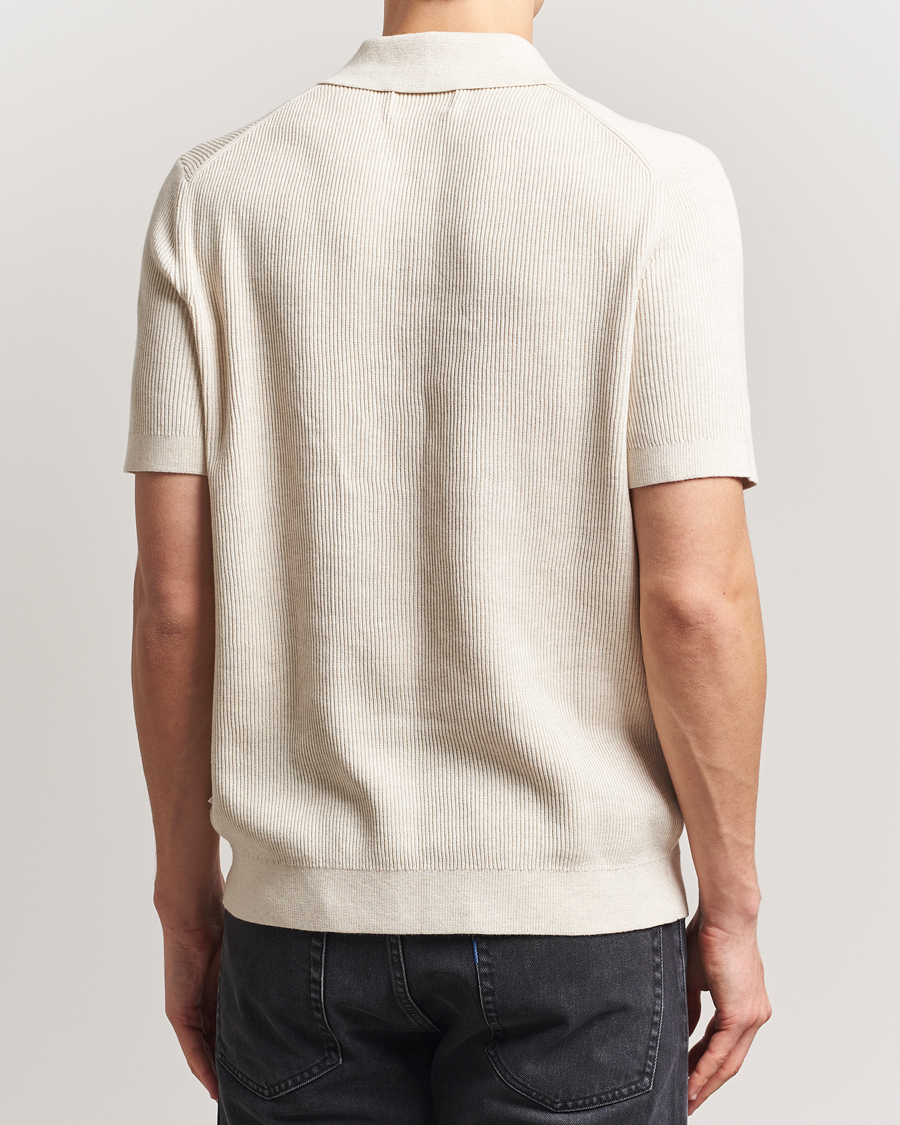 Uomini | Polo | NN07 | Hansie Half Zip Knitted Polo Ivory
