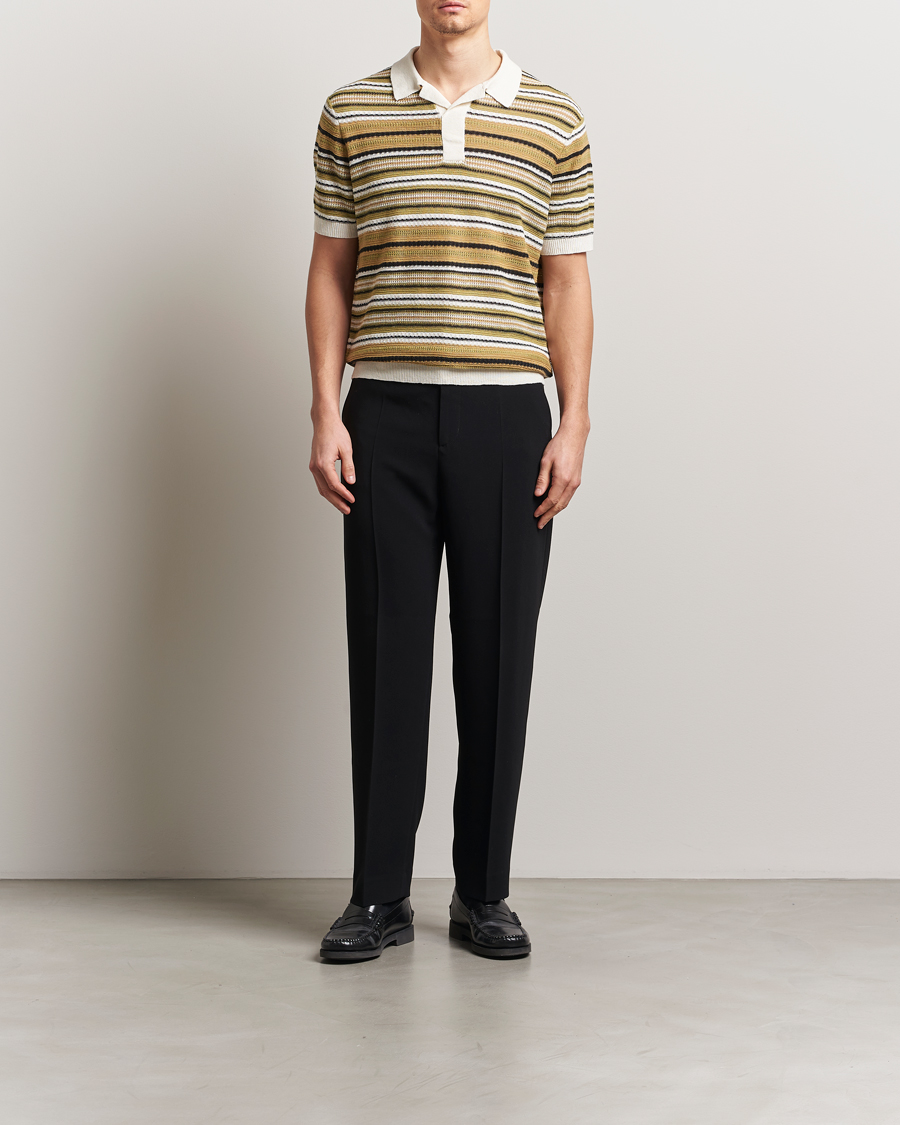 Uomini | Polo | NN07 | Noam Striped Knitted Polo Evergreen