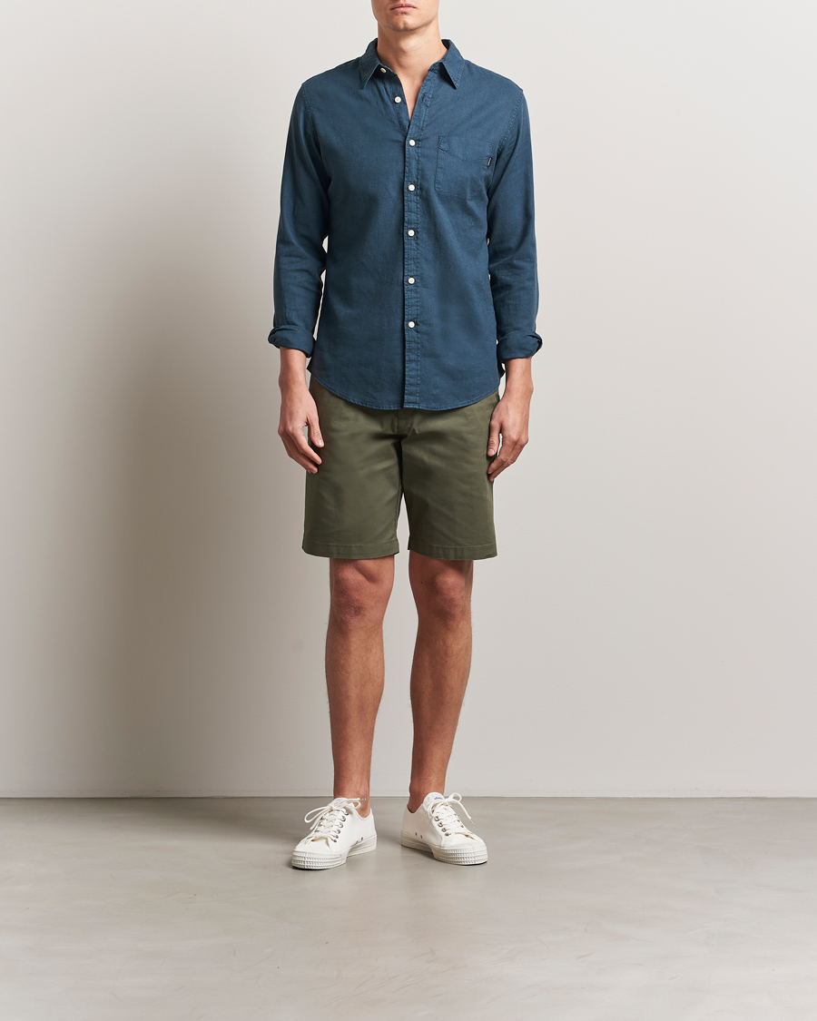 Uomini | Pantaloncini | Dockers | Slim Cotton/Linen Shorts Teal Leaf