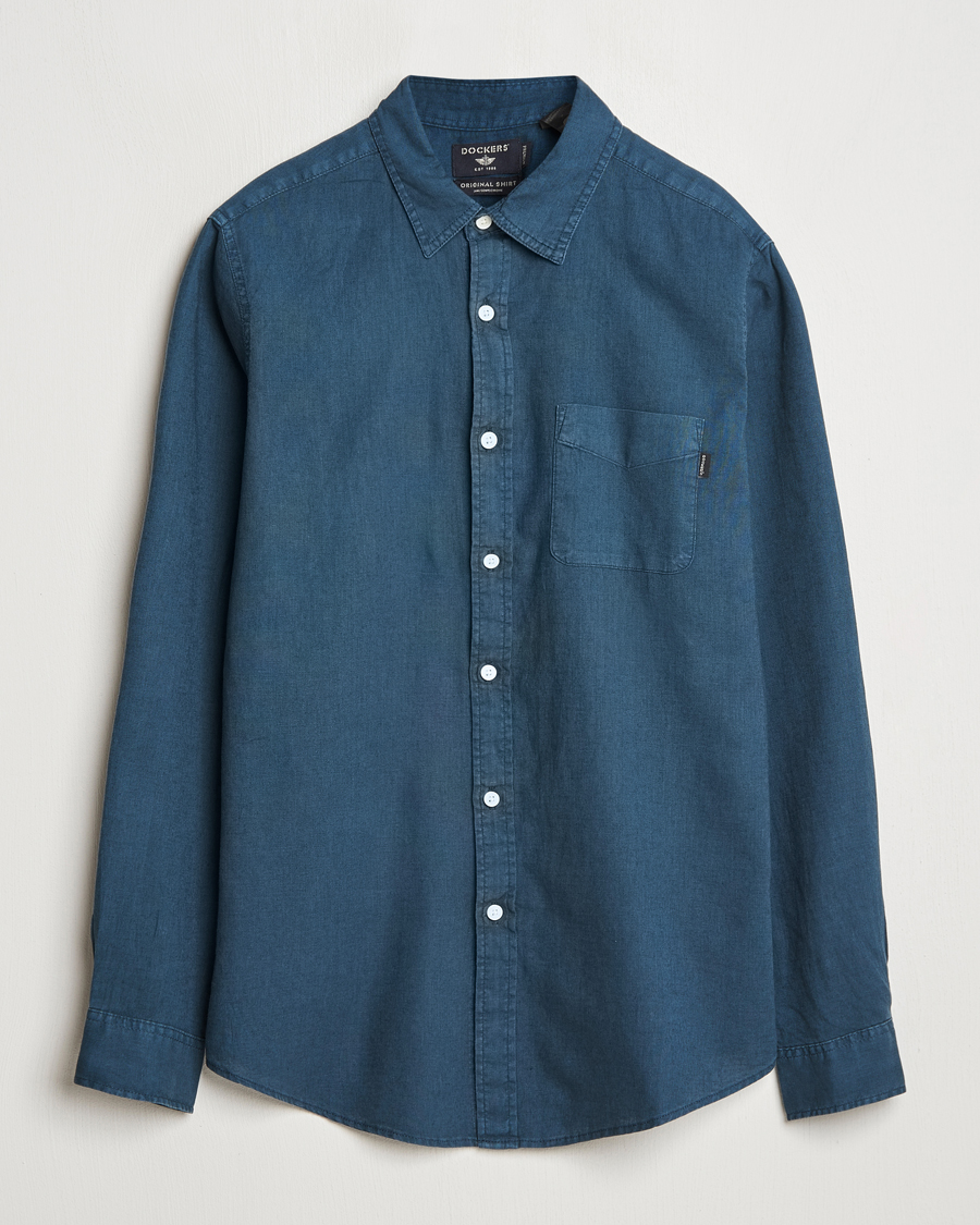 Uomini | Camicie | Dockers | Slim Linen/Cotton Shirt Stratified Sea