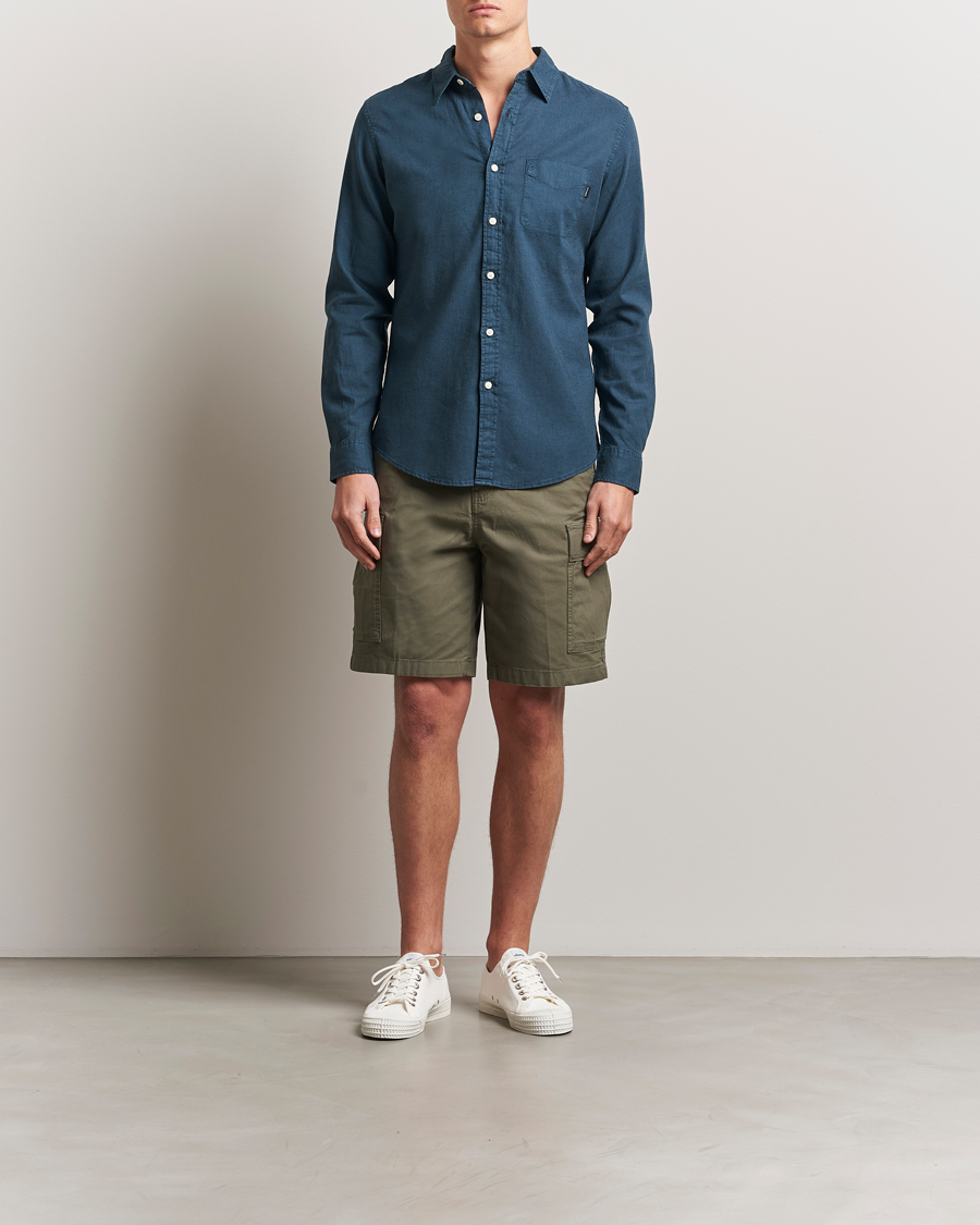 Uomini | Camicie | Dockers | Slim Linen/Cotton Shirt Stratified Sea