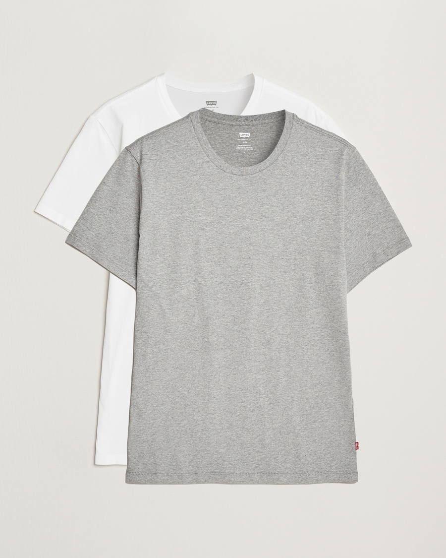 Uomini | T-shirt | Levi's | 2-Pack Crew Neck T-Shirt White/Grey Heather