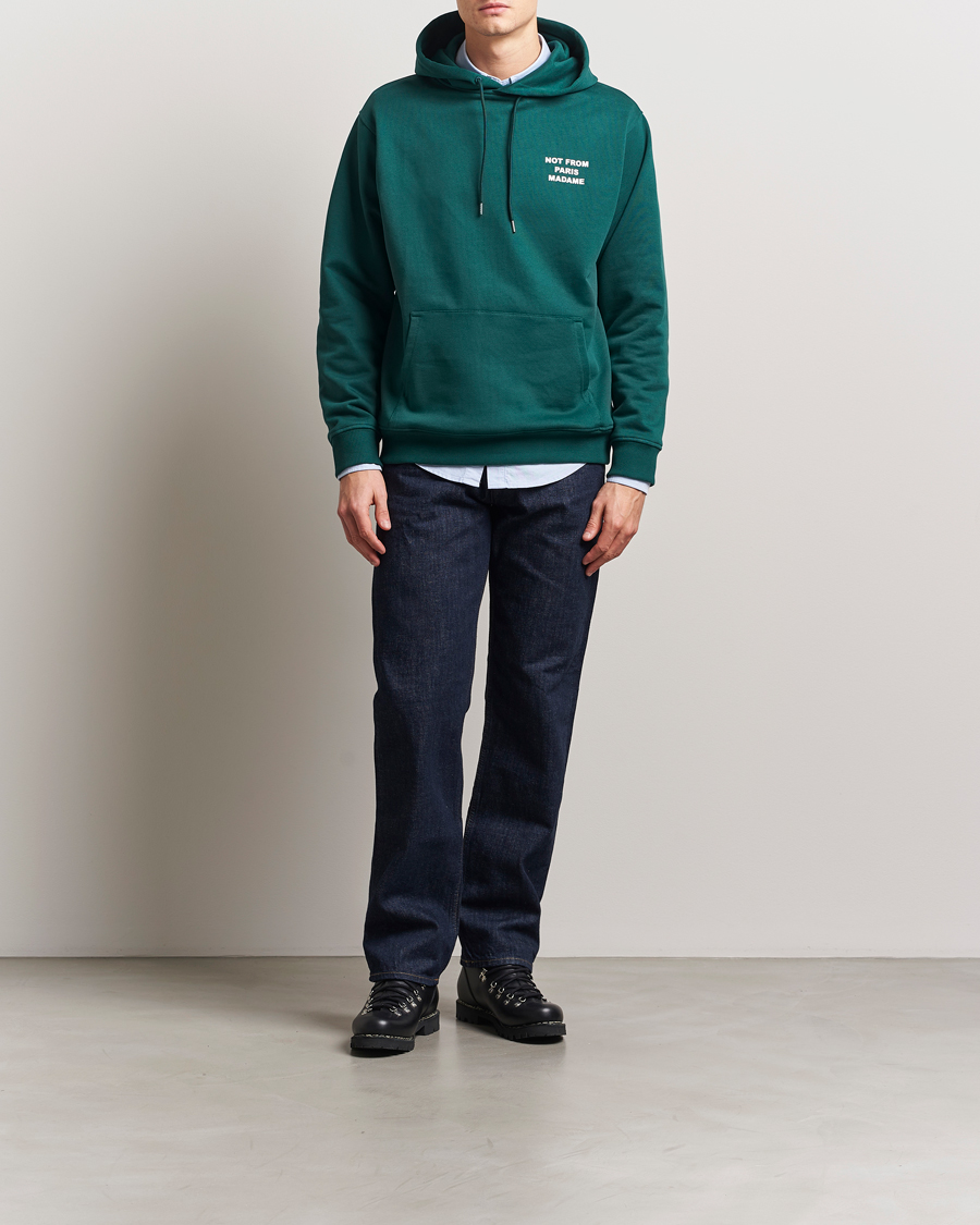 Uomini | Maglieria | Drôle de Monsieur | Slogan Hoodie Dark Green