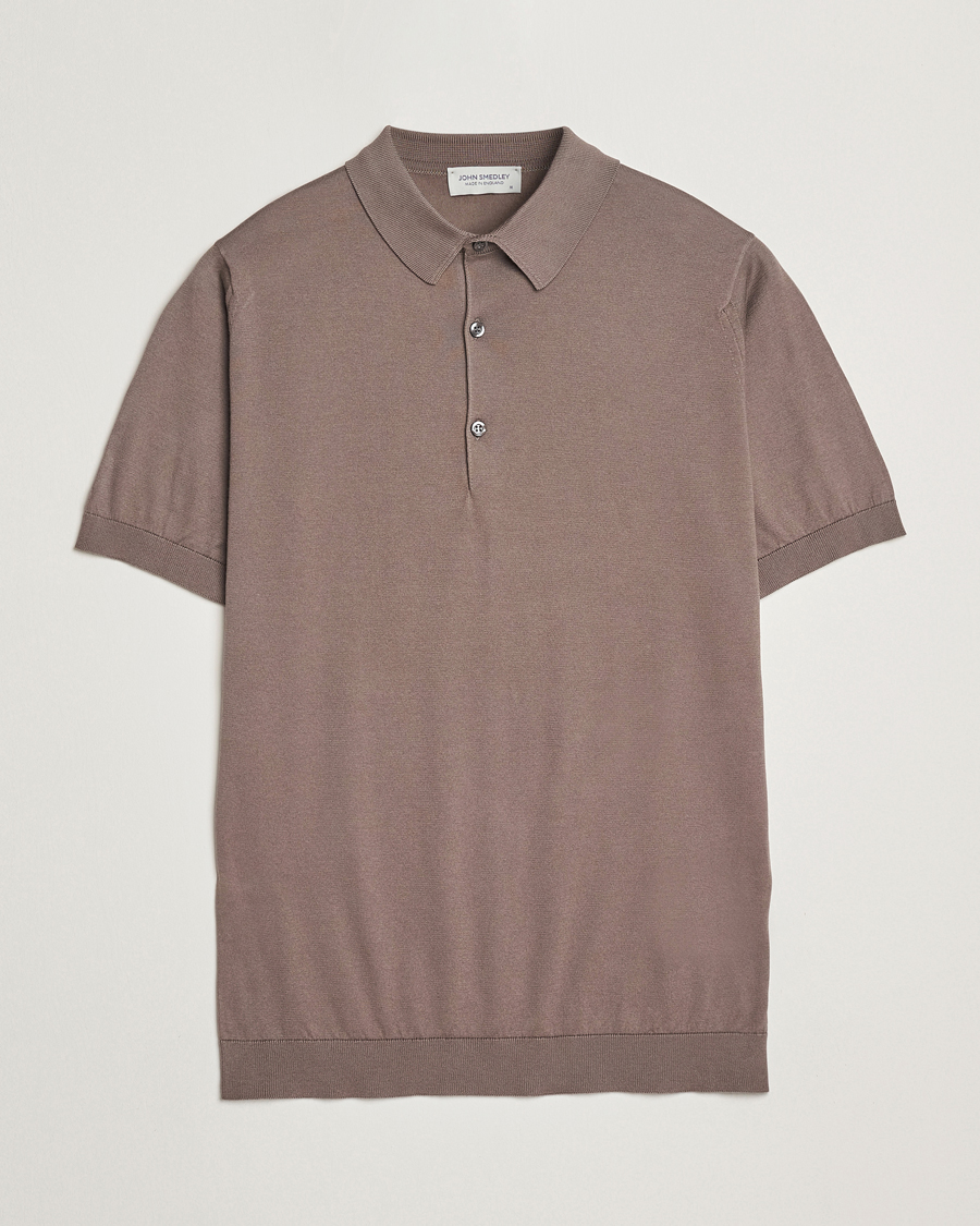 Uomini | Polo | John Smedley | Adrian Slim Fit Sea Island Polo Beige Musk