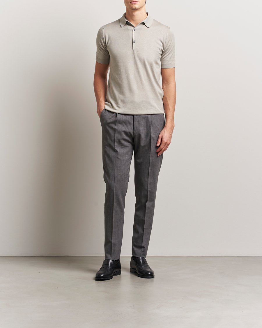 Uomini | Polo | John Smedley | Adrian Slim Fit Sea Island Polo Parchment