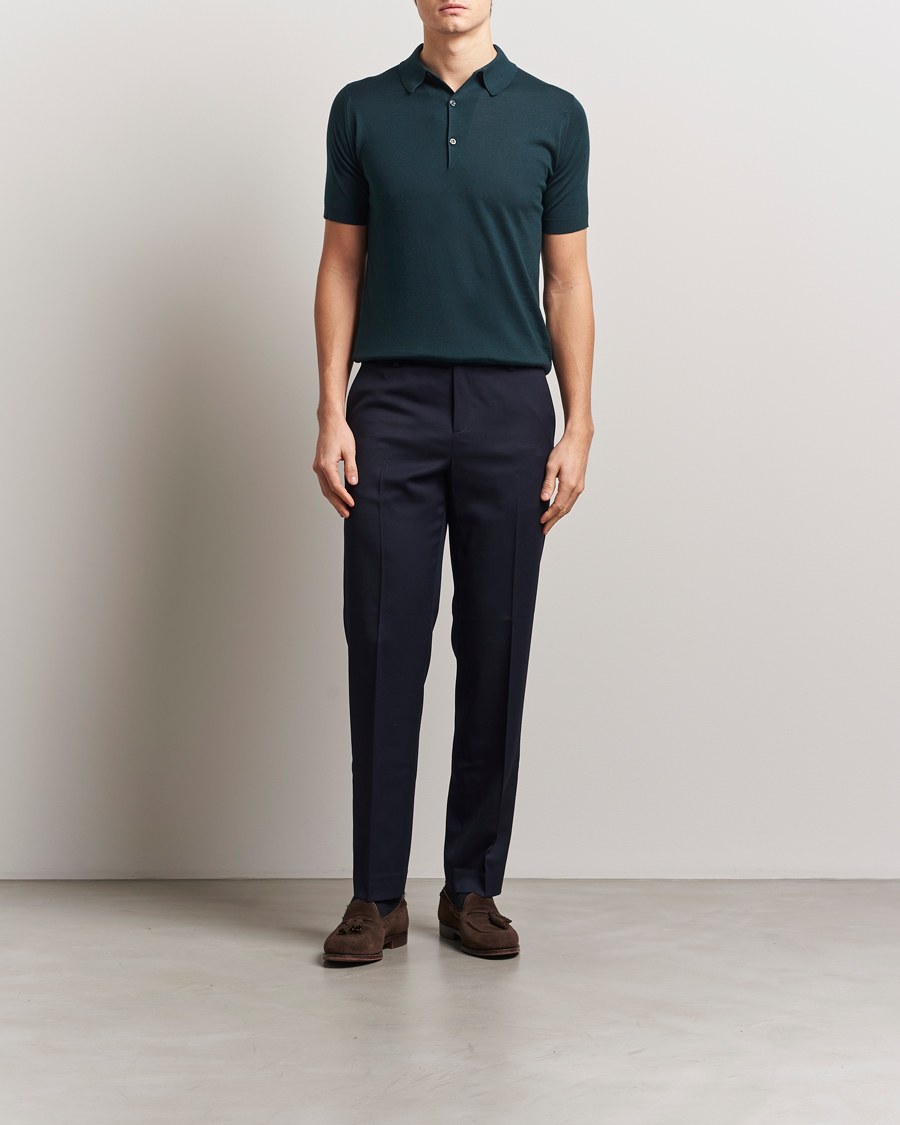 Uomini | Polo | John Smedley | Adrian Slim Fit Sea Island Polo Rain Forest