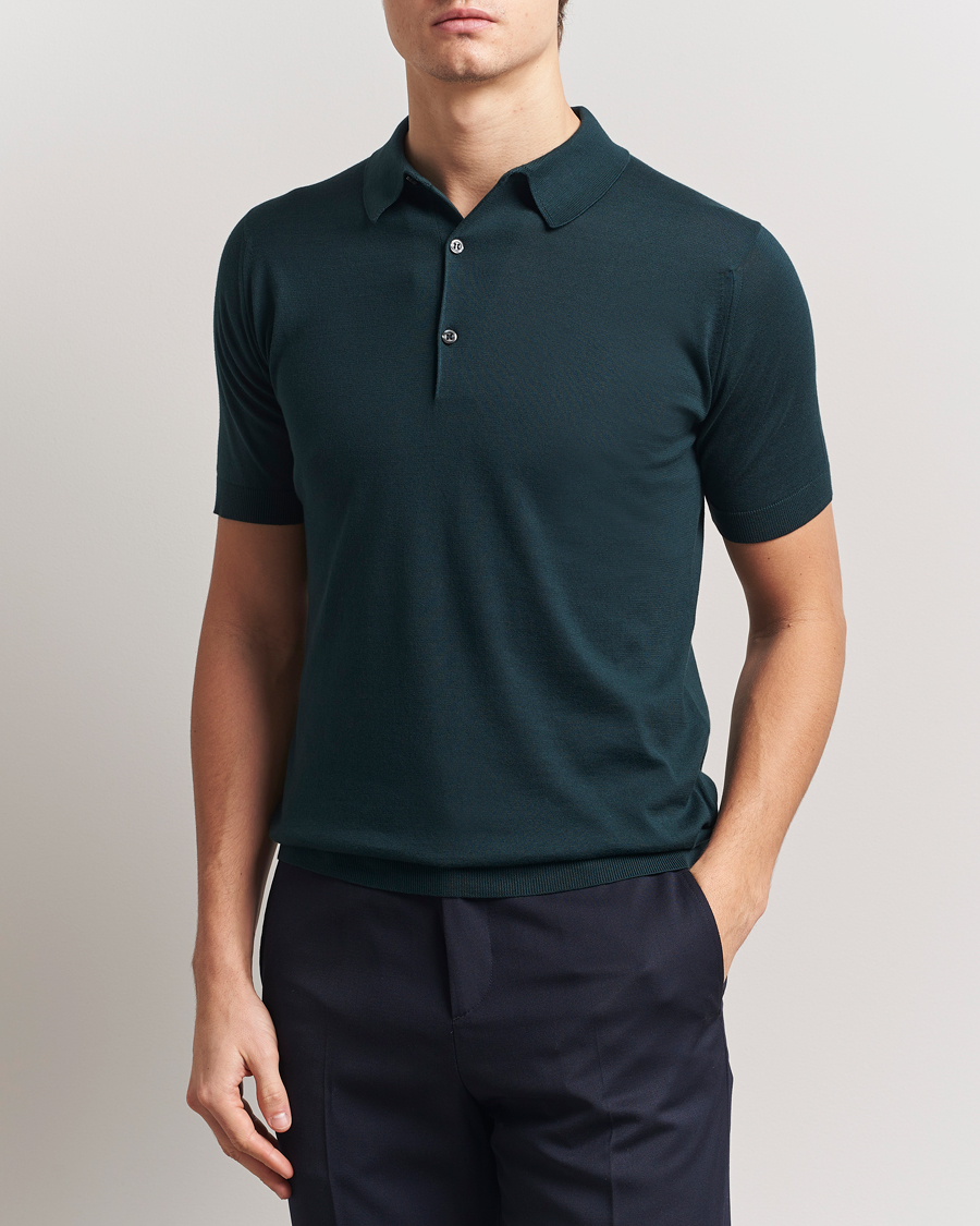 Uomini | Polo | John Smedley | Adrian Slim Fit Sea Island Polo Rain Forest