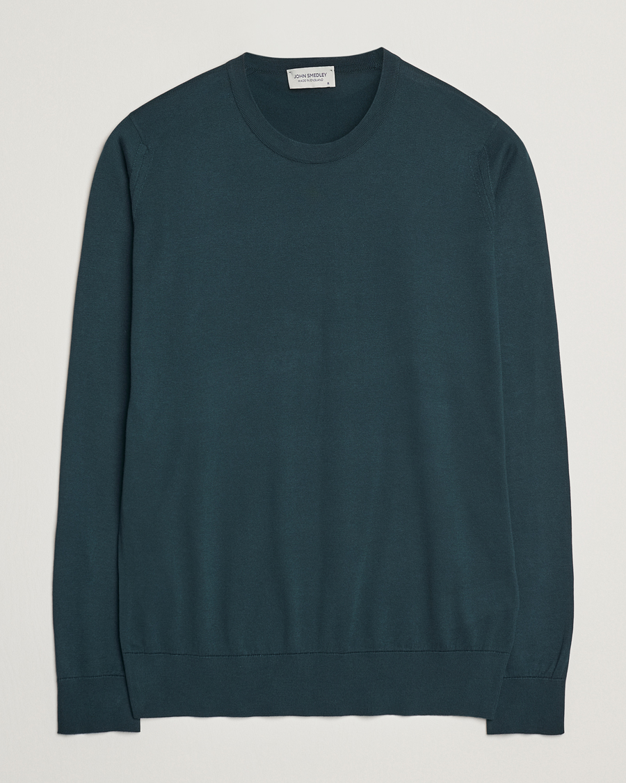Uomini | Maglieria | John Smedley | Rowland Sea Island Crew Neck Pullover Rain Forest
