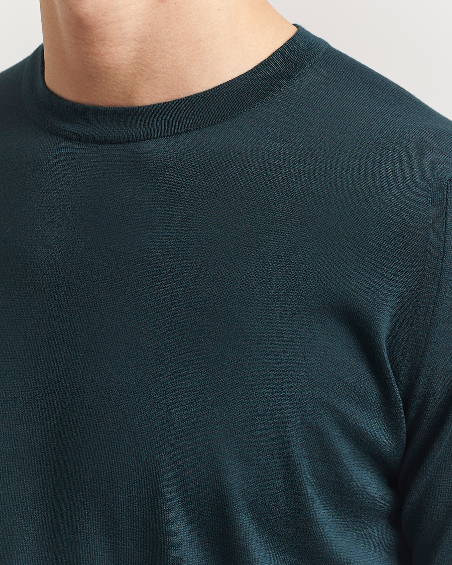 Uomini | Maglieria | John Smedley | Rowland Sea Island Crew Neck Pullover Rain Forest