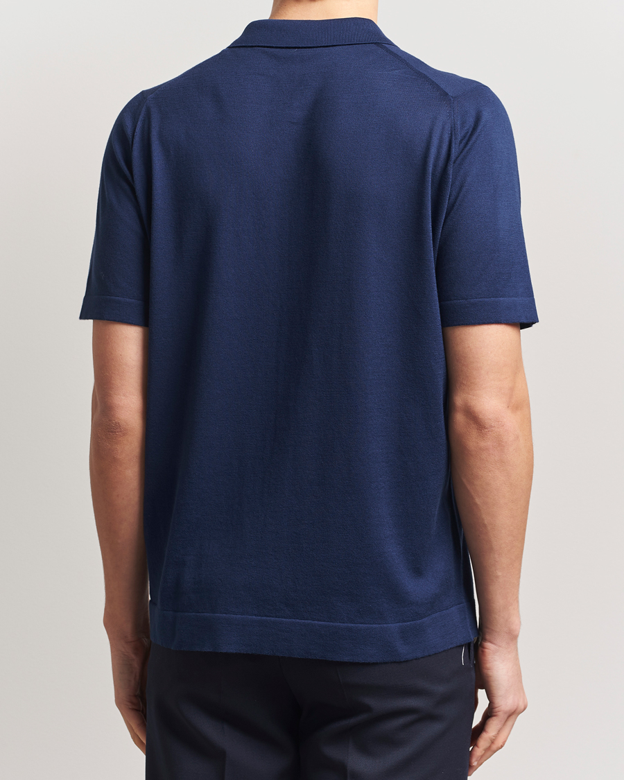 Uomini | Camicie | John Smedley | Folke Sea Island Knitted Polo French Navy