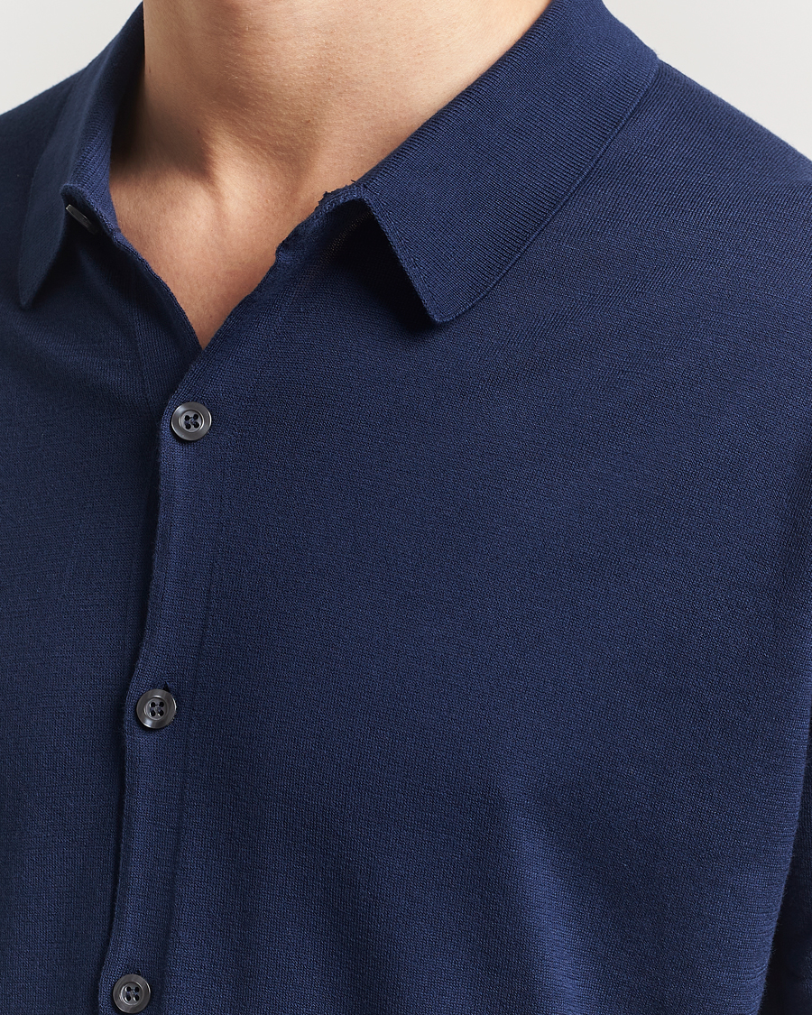 Uomini | Camicie | John Smedley | Folke Sea Island Knitted Polo French Navy