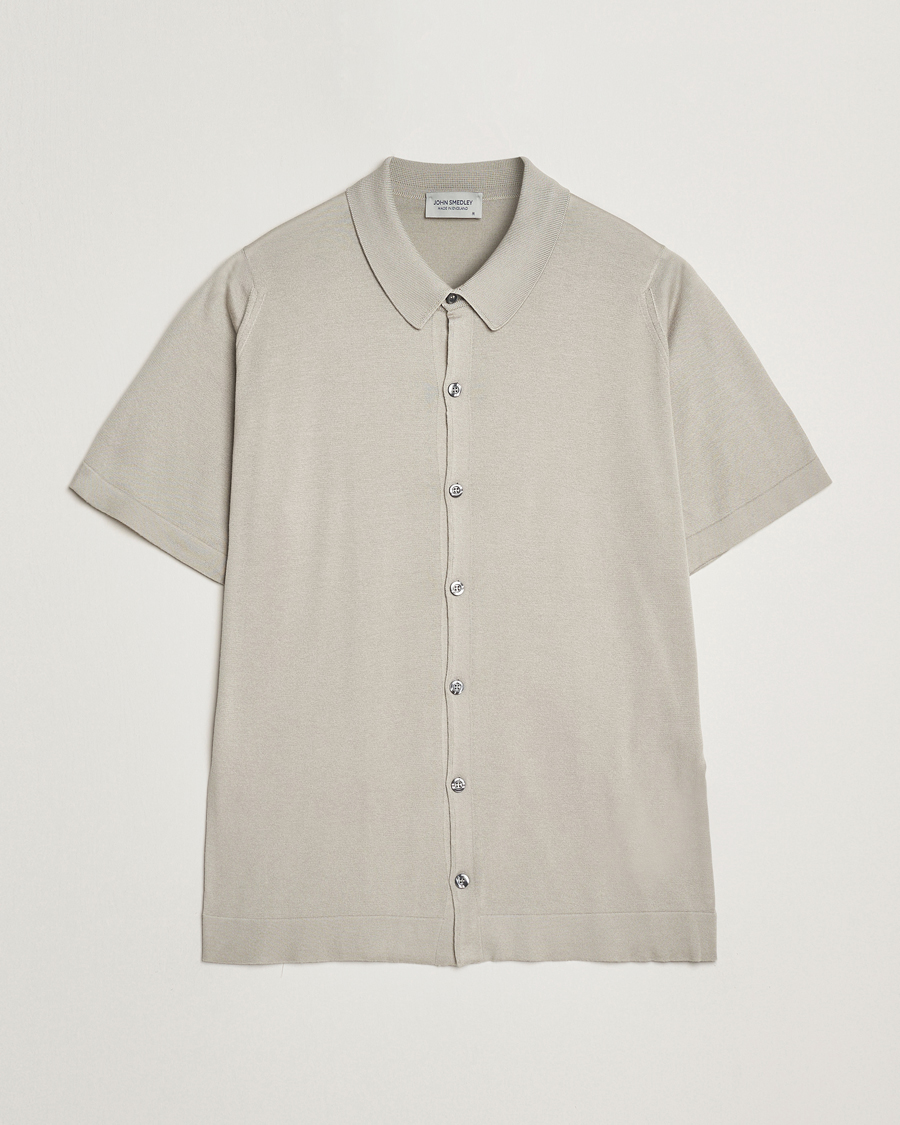 Uomini | Camicie | John Smedley | Folke Sea Island Knitted Polo Parchment
