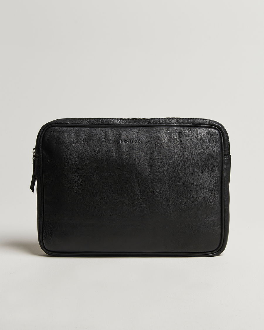 Uomini | Borse | LES DEUX | Leather Laptop Sleeve Black