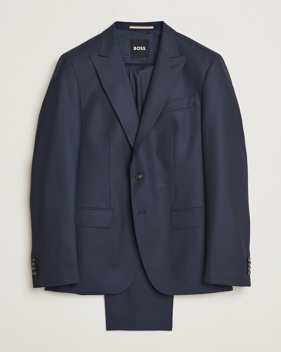 Uomini | Abiti | BOSS BLACK | Huge Wool Peak Lapel Suit Dark Blue