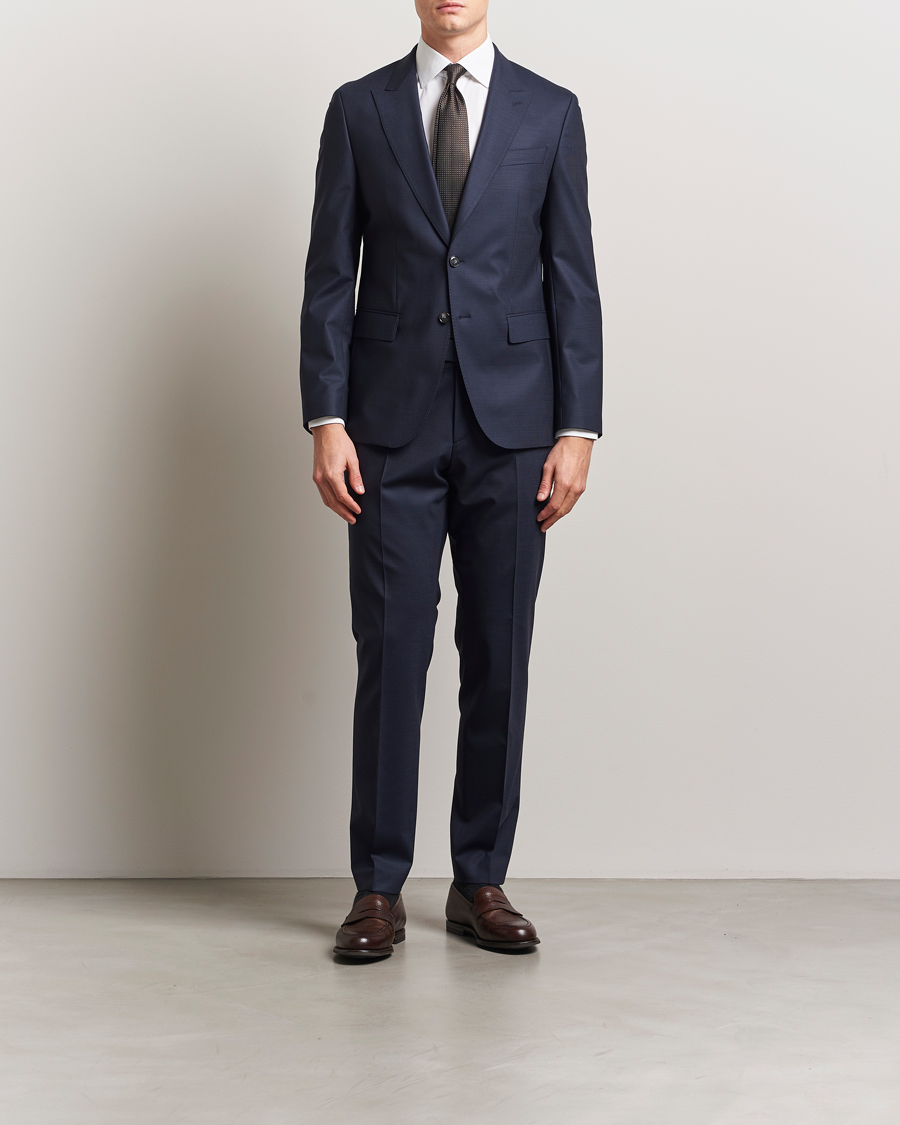 Uomini | Abiti | BOSS BLACK | Huge Wool Peak Lapel Suit Dark Blue