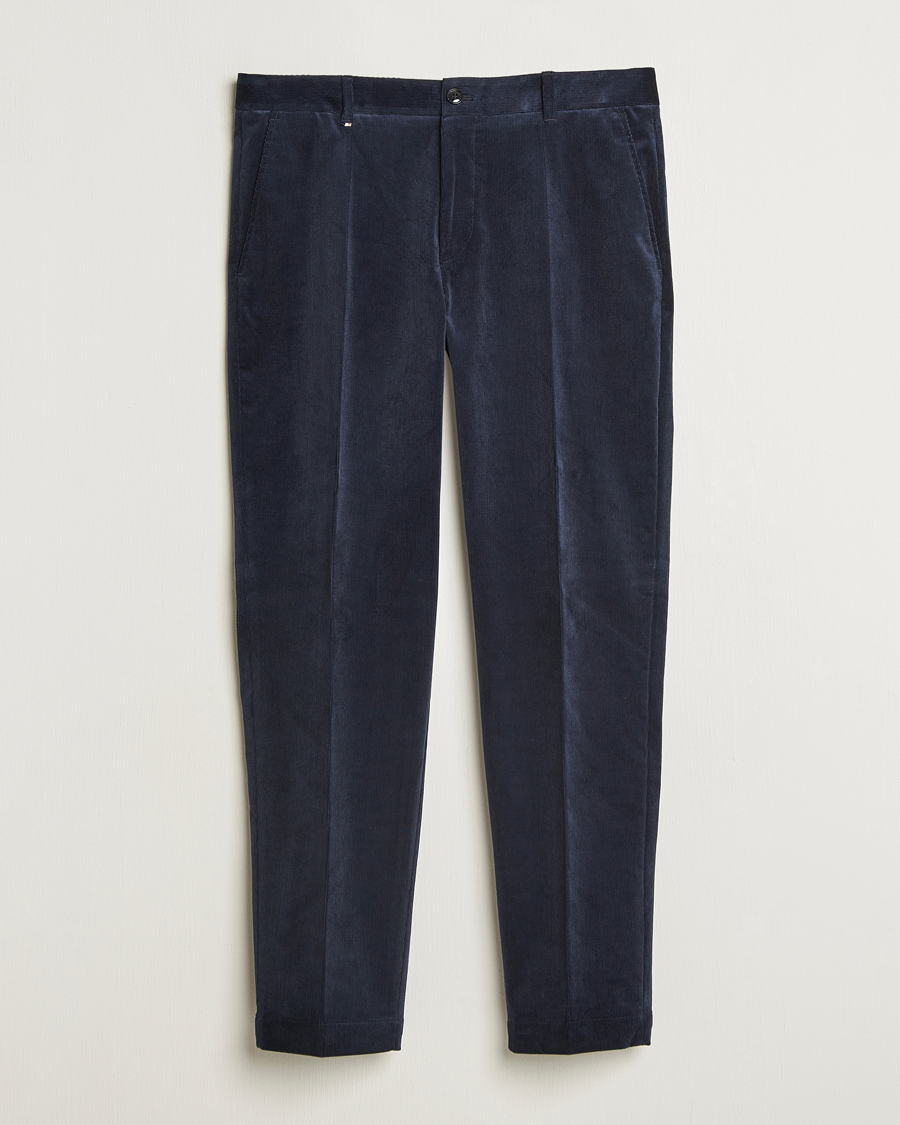 Uomini | Pantaloni | BOSS BLACK | Perin Spring Cord Trousers Dark Blue