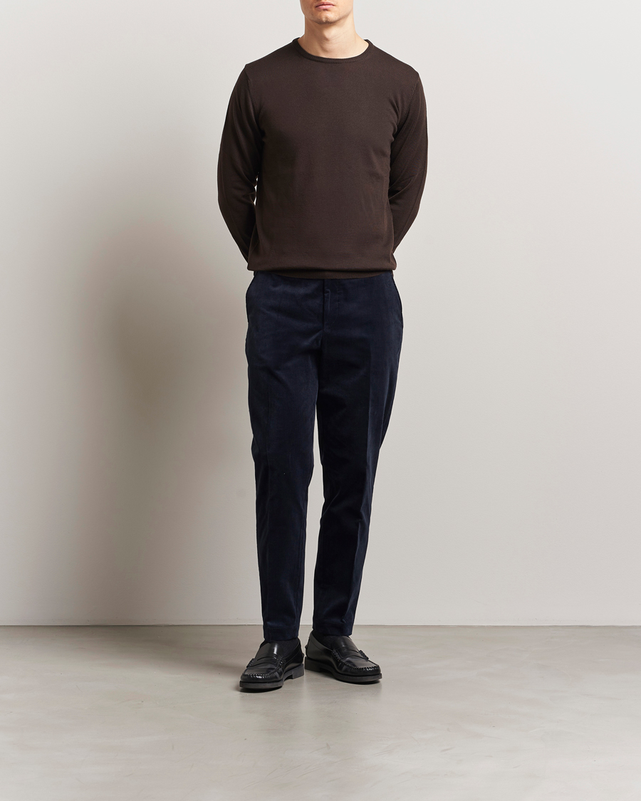 Uomini | Pantaloni | BOSS BLACK | Perin Spring Cord Trousers Dark Blue