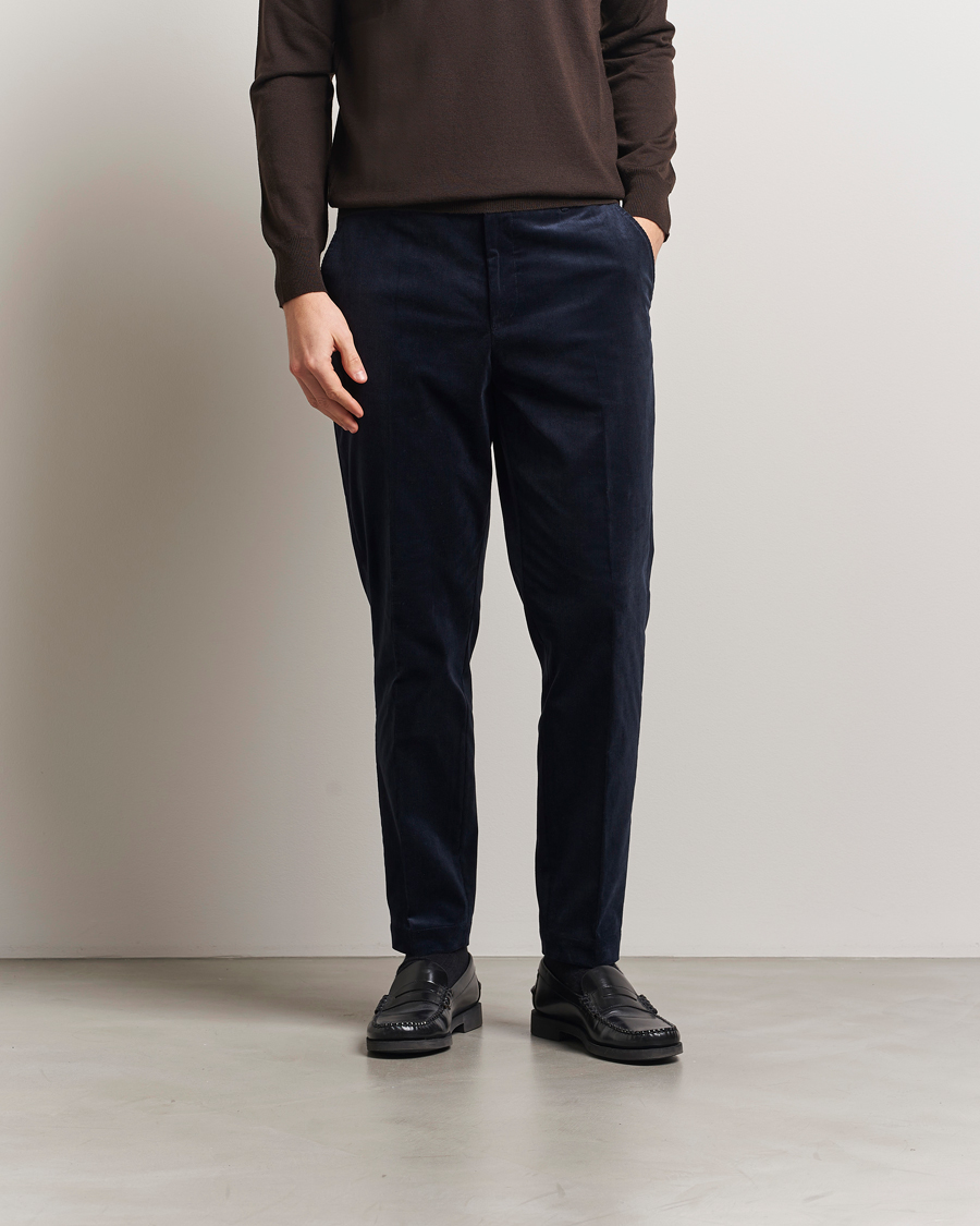 Uomini | Pantaloni | BOSS BLACK | Perin Spring Cord Trousers Dark Blue