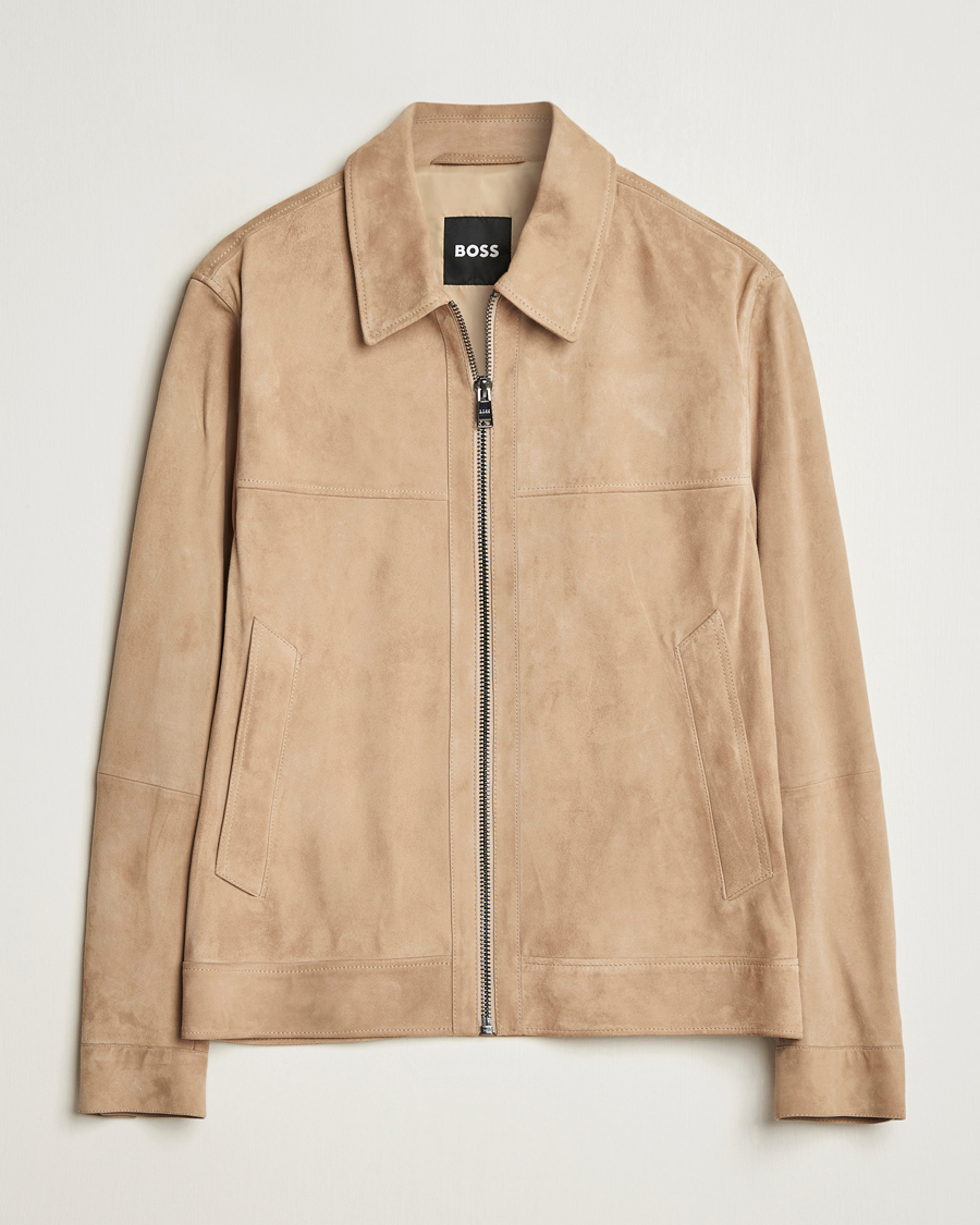 Uomini | Giacche | BOSS BLACK | Malbano Suede Jacket Light Beige