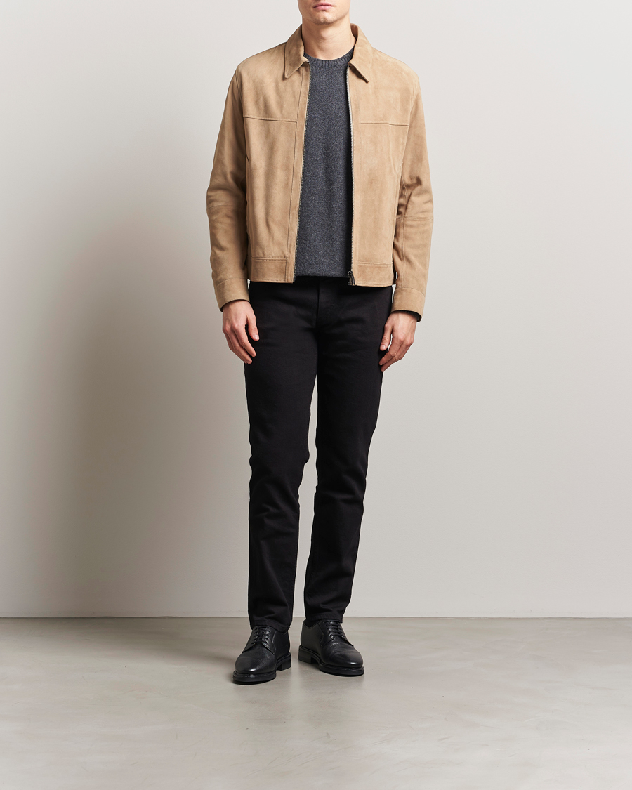 Uomini | Giacche | BOSS BLACK | Malbano Suede Jacket Light Beige