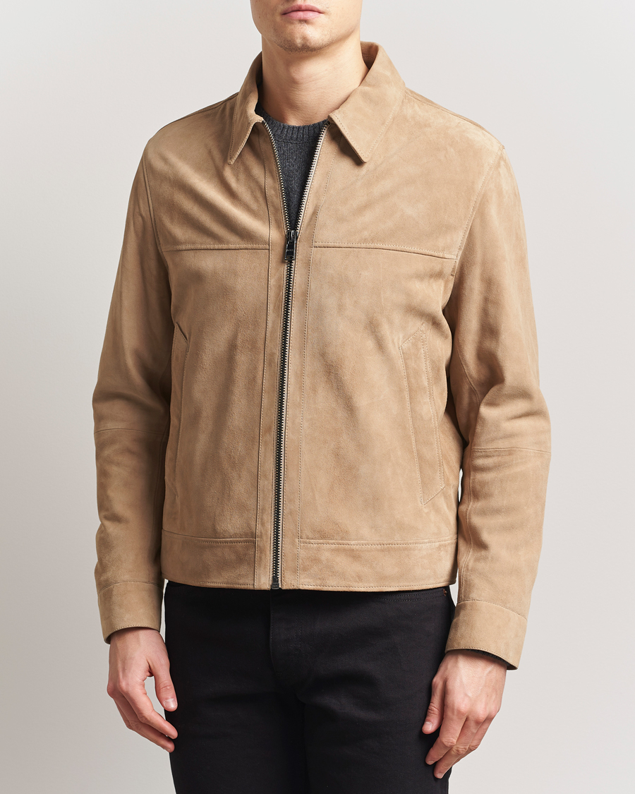 Uomini | Giacche | BOSS BLACK | Malbano Suede Jacket Light Beige