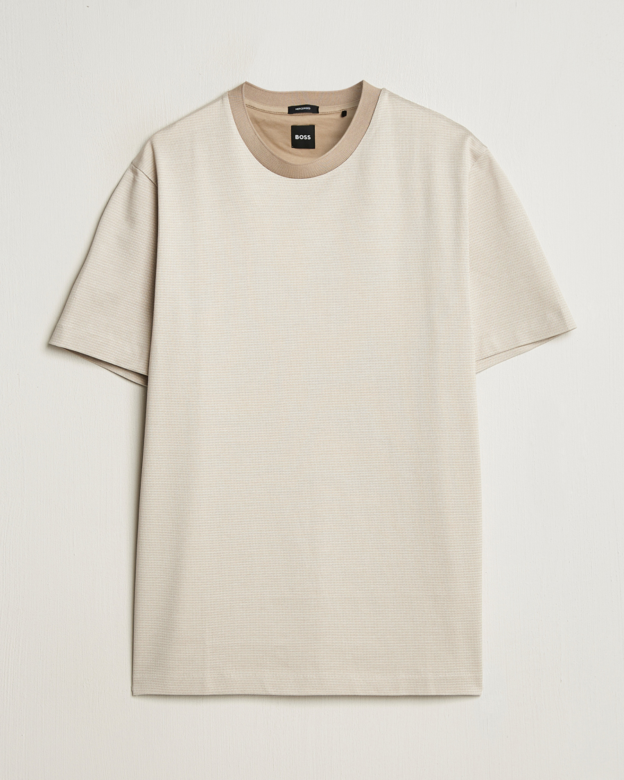Uomini | T-shirt | BOSS BLACK | Thompson Structured T-Shirt Light Beige