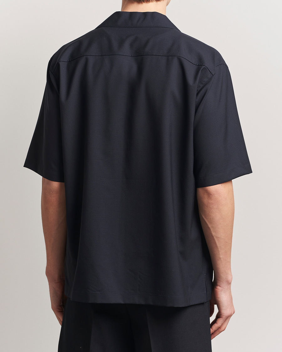 Uomini | Camicie | Auralee | Open Collar Short Sleeve Shirt Navy