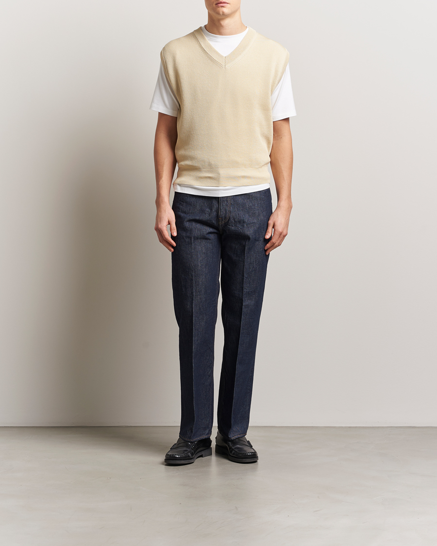 Uomini | Maglieria | Auralee | Rib Knit Vest Ivory