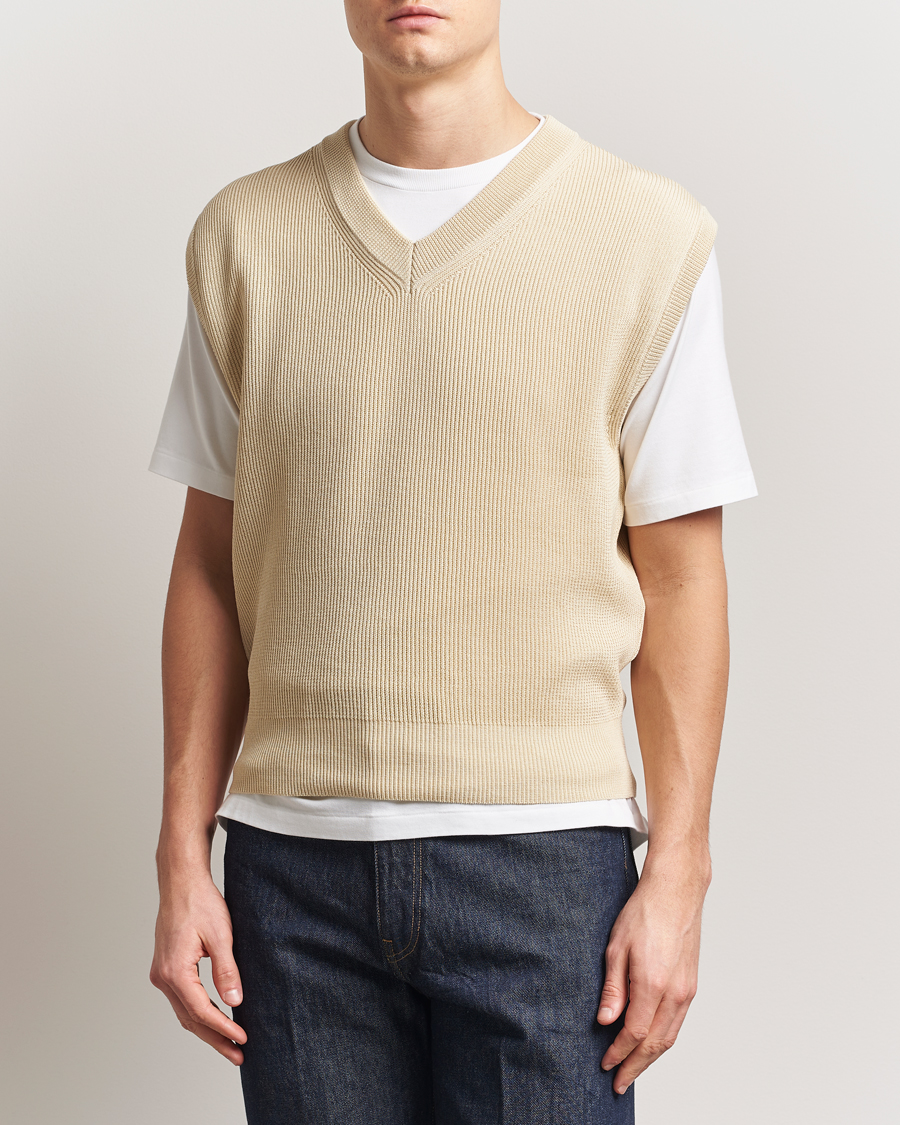 Uomini | Maglieria | Auralee | Rib Knit Vest Ivory