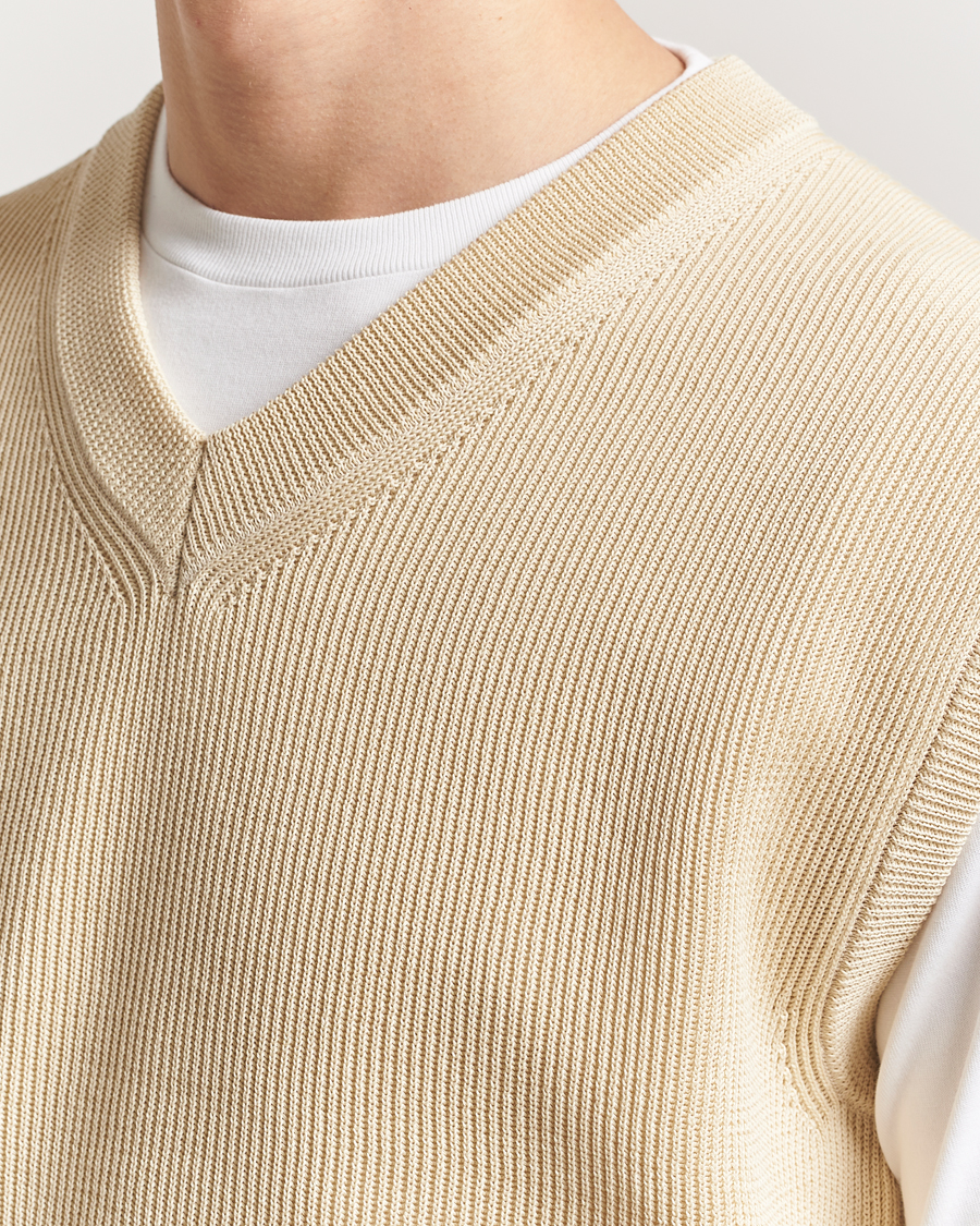 Uomini | Maglieria | Auralee | Rib Knit Vest Ivory