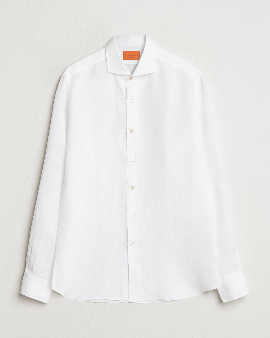 Uomini | Camicie | Grigio | Linen Casual Shirt White