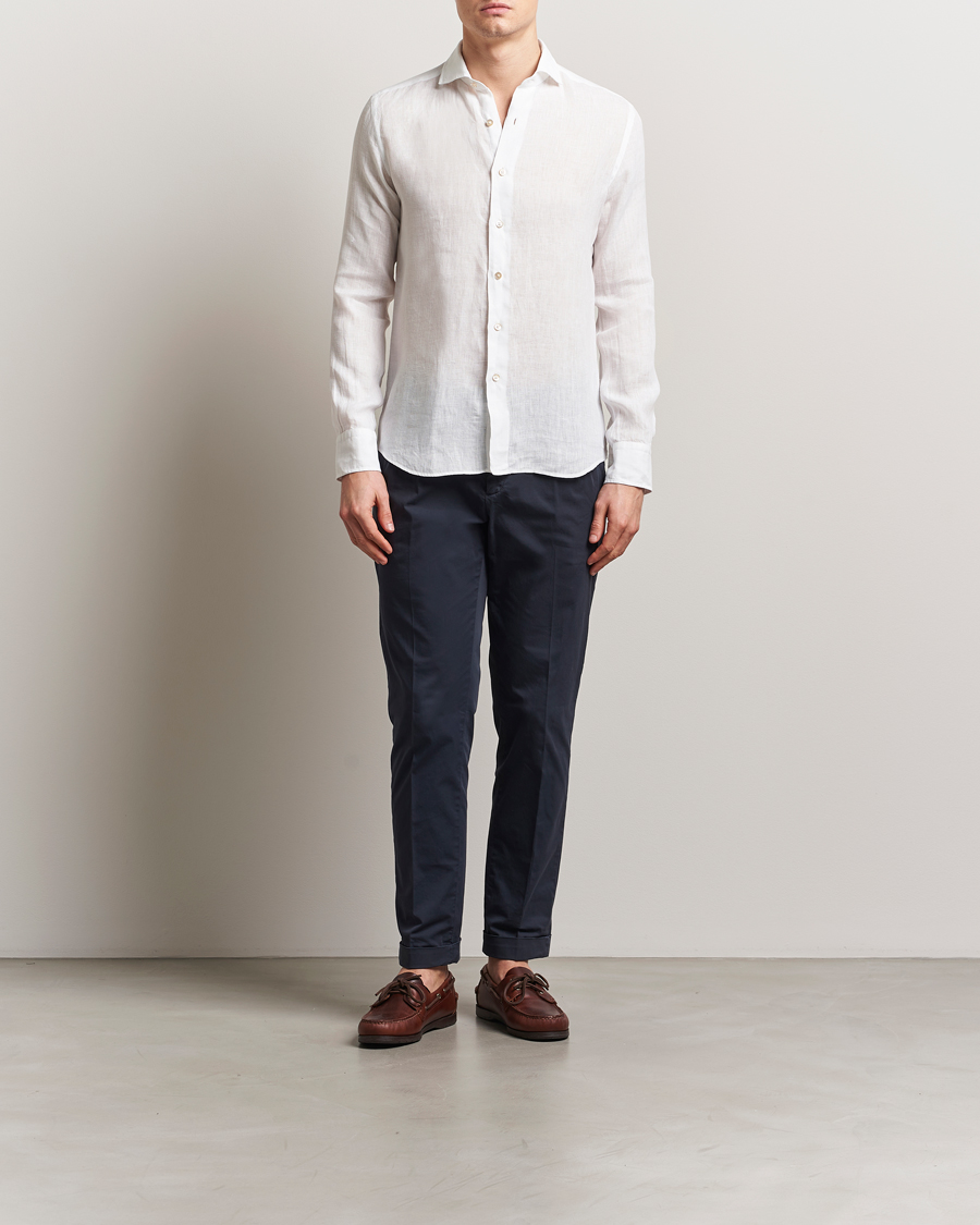 Uomini | Camicie | Grigio | Linen Casual Shirt White