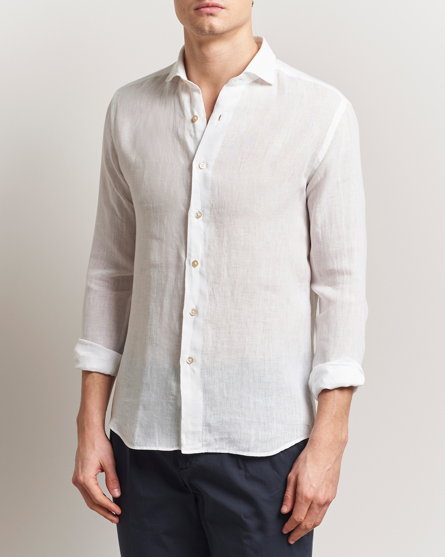 Uomini | Camicie | Grigio | Linen Casual Shirt White