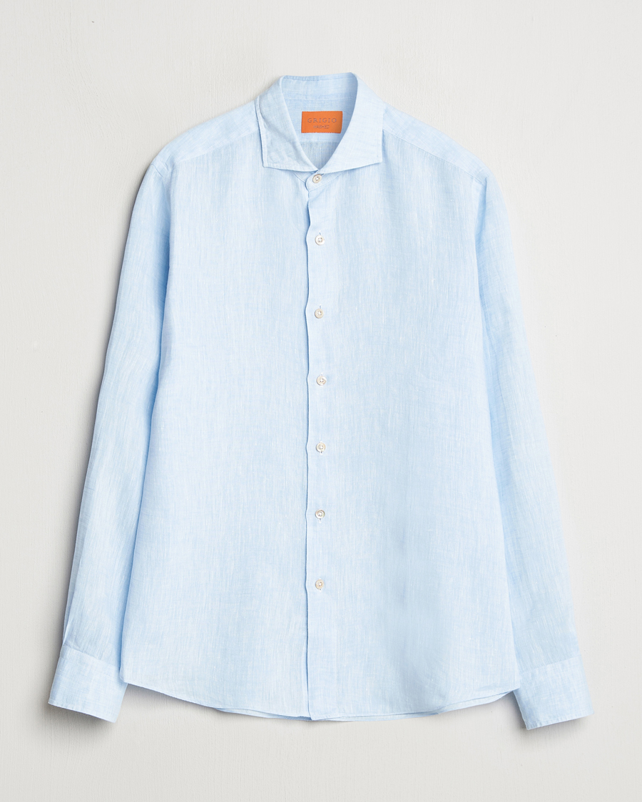 Uomini | Camicie | Grigio | Linen Casual Shirt Light Blue