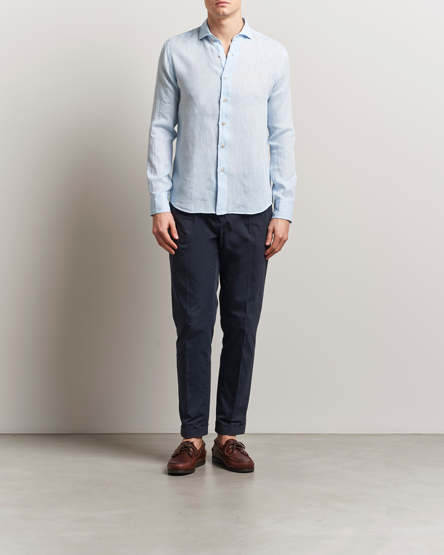 Uomini | Camicie | Grigio | Linen Casual Shirt Light Blue