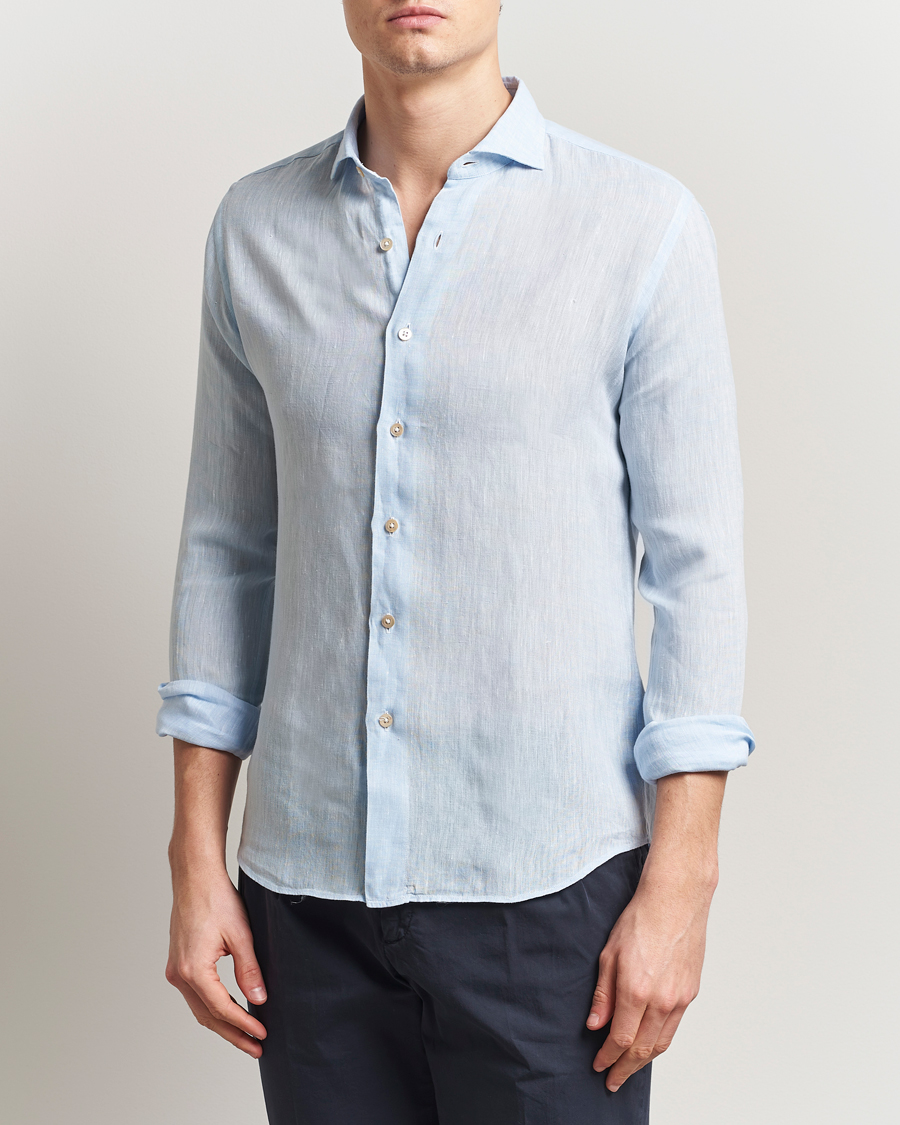 Uomini | Camicie | Grigio | Linen Casual Shirt Light Blue