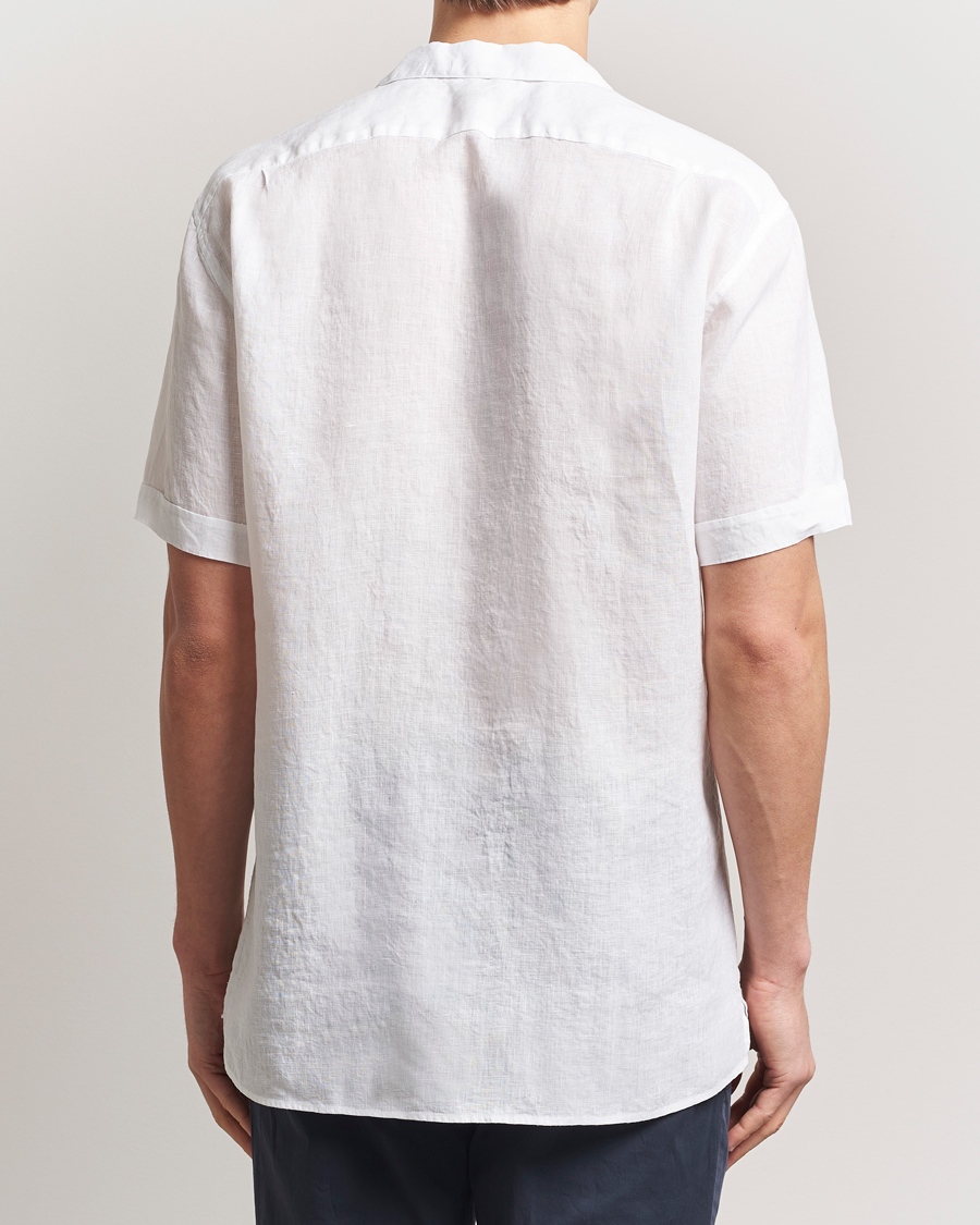 Uomini | Camicie | Stenströms | Short Sleeve Linen Shirt White