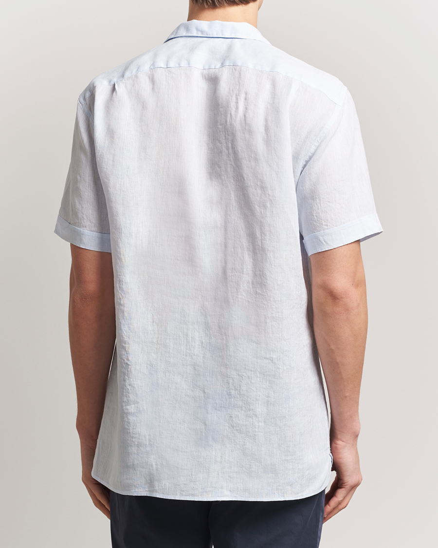 Uomini | Camicie | Stenströms | Short Sleeve Linen Shirt Light Blue